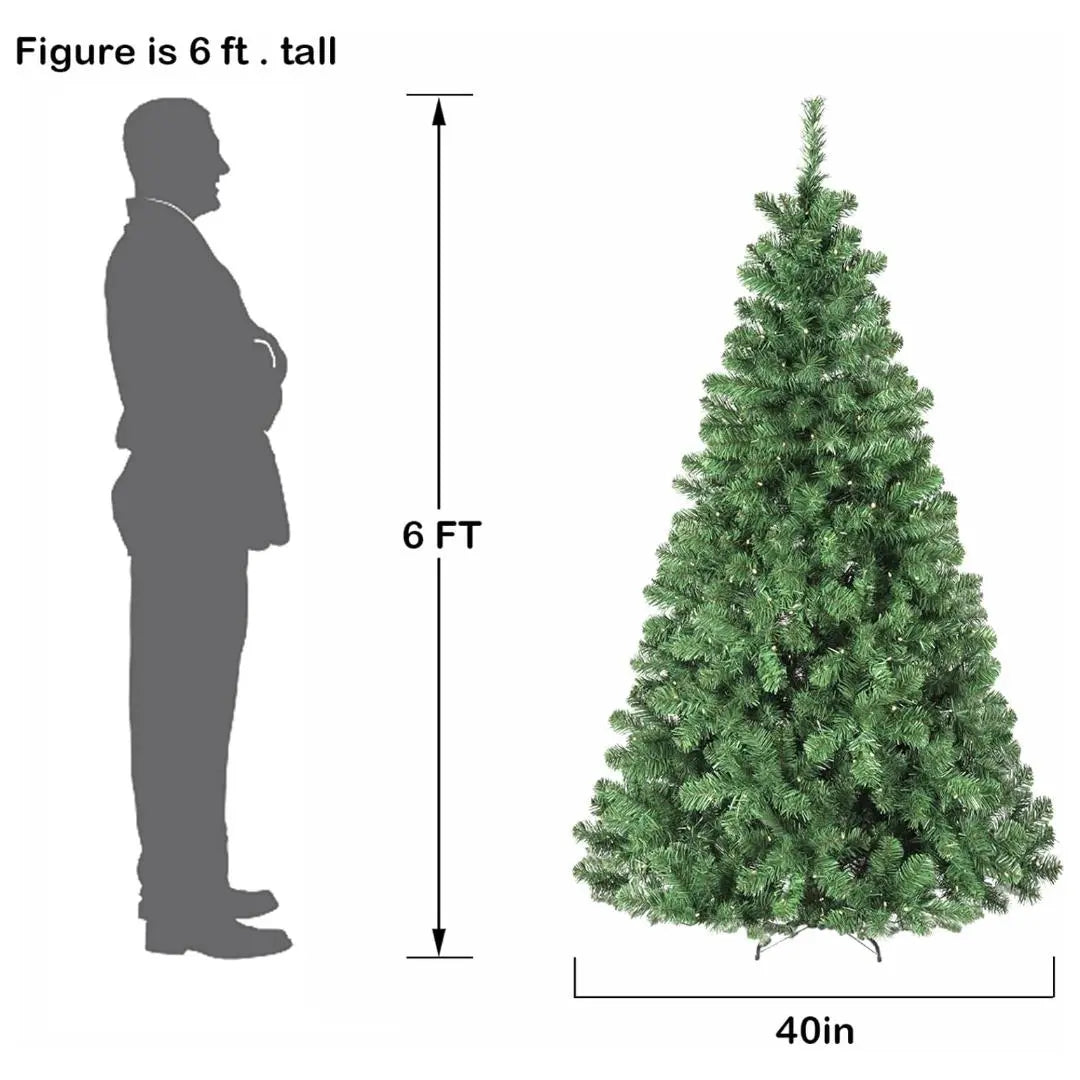6'/7' Premium Artificial Christmas Tree with Realistic PVC Branch Tips - Easy Assembly Metal Stand & Hinged Branches - Perfect for Home, Office, and Holiday Decorations