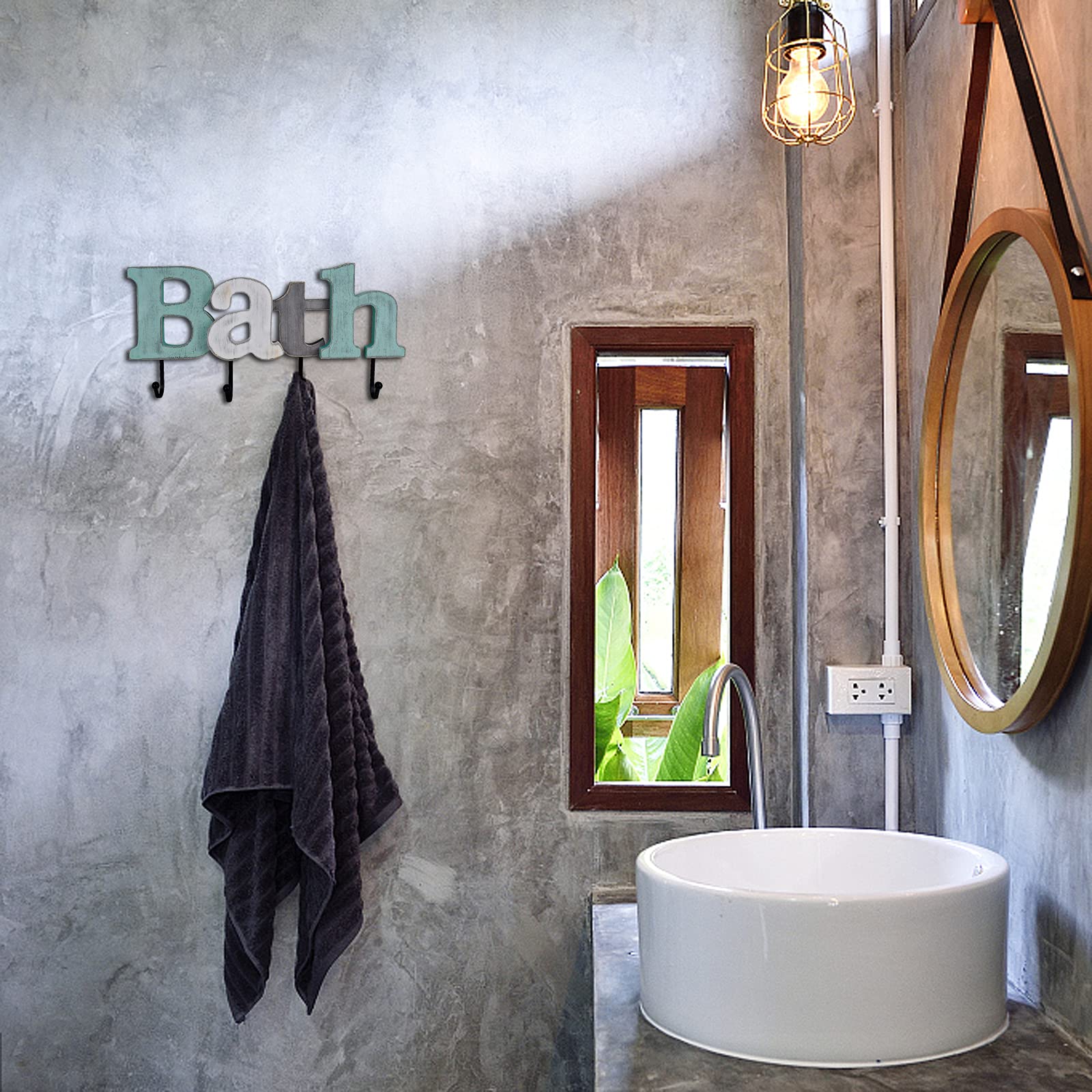 Rustic Wood Home Sign Wall Decor - Hanging Wooden Letters for Bathroom & Living Room