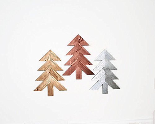 3-Piece Wood Chevron Christmas Tree Wall Decor Set - Rustic Reclaimed Wood Holiday Home Decor for Living Room, Bedroom & Farmhouse Style