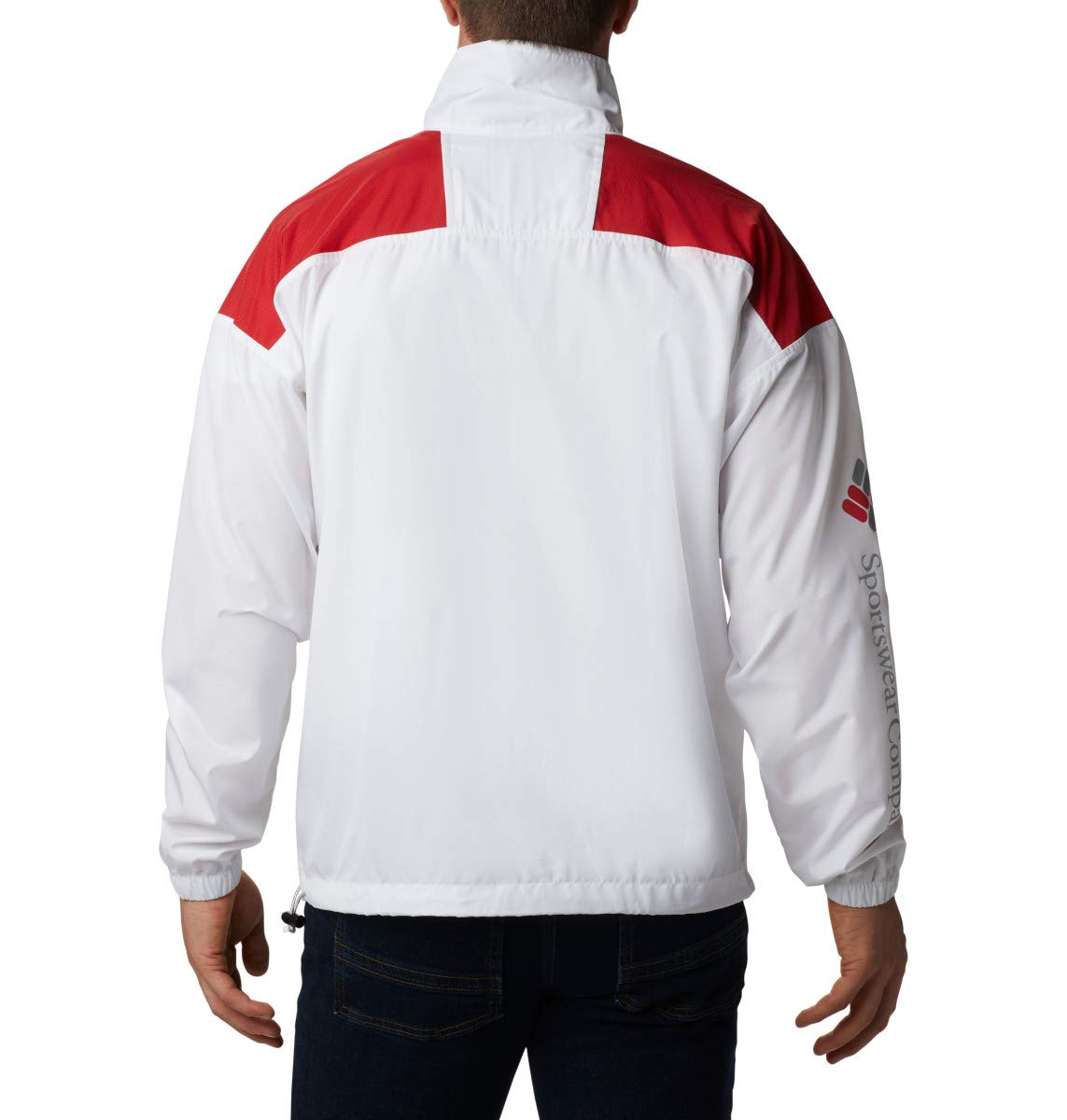 Columbia Men's Riptide Anorak Jacket - Lightweight Waterproof Windbreaker for Hiking & Outdoor Activities (WIS - White/Intense Red/Columbia Grey, XX-Small) - Perfect for Camping, Travel & Rainy Days