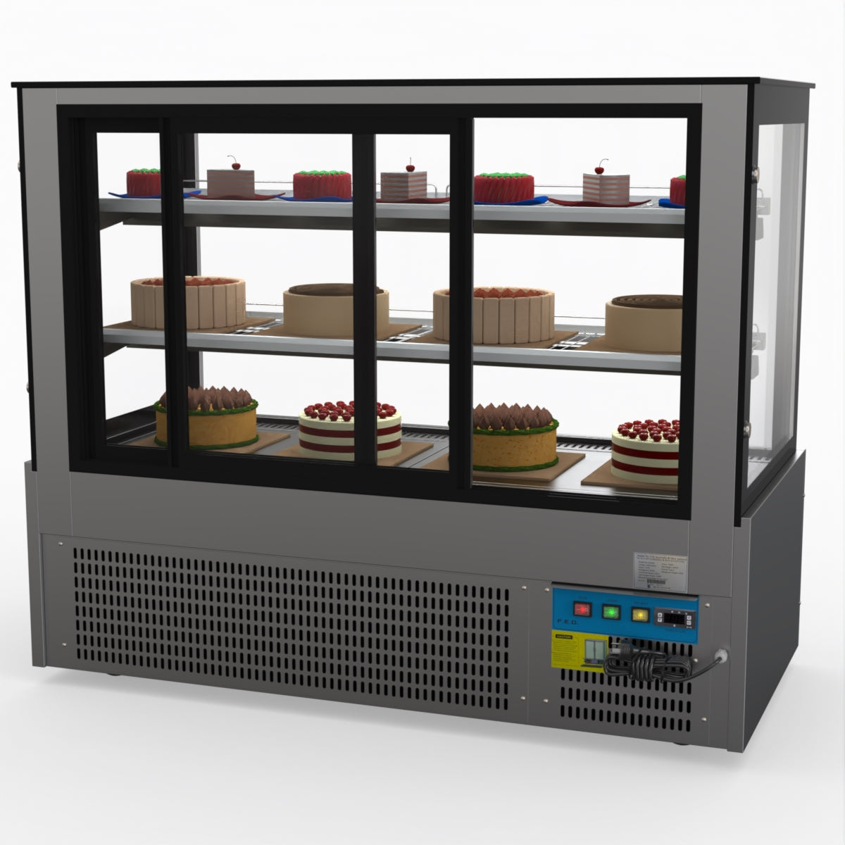 Bonvue SG150FA Commercial Chilled Food Display Case - 2XB Double Door Refrigerator for Deli, Bakery & Supermarket Use