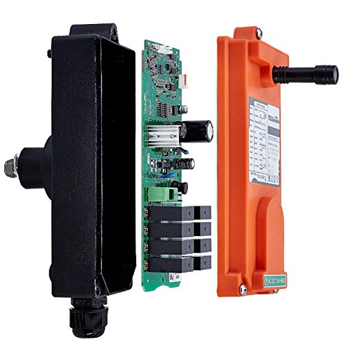 F21-E2 Industrial Crane Radio Remote Control with Safety Key Switch - 2 Transmitters + 1 Receiver (12V AC/DC) - Perfect for Overhead Cranes, Hoists, and Material Handling Equipment