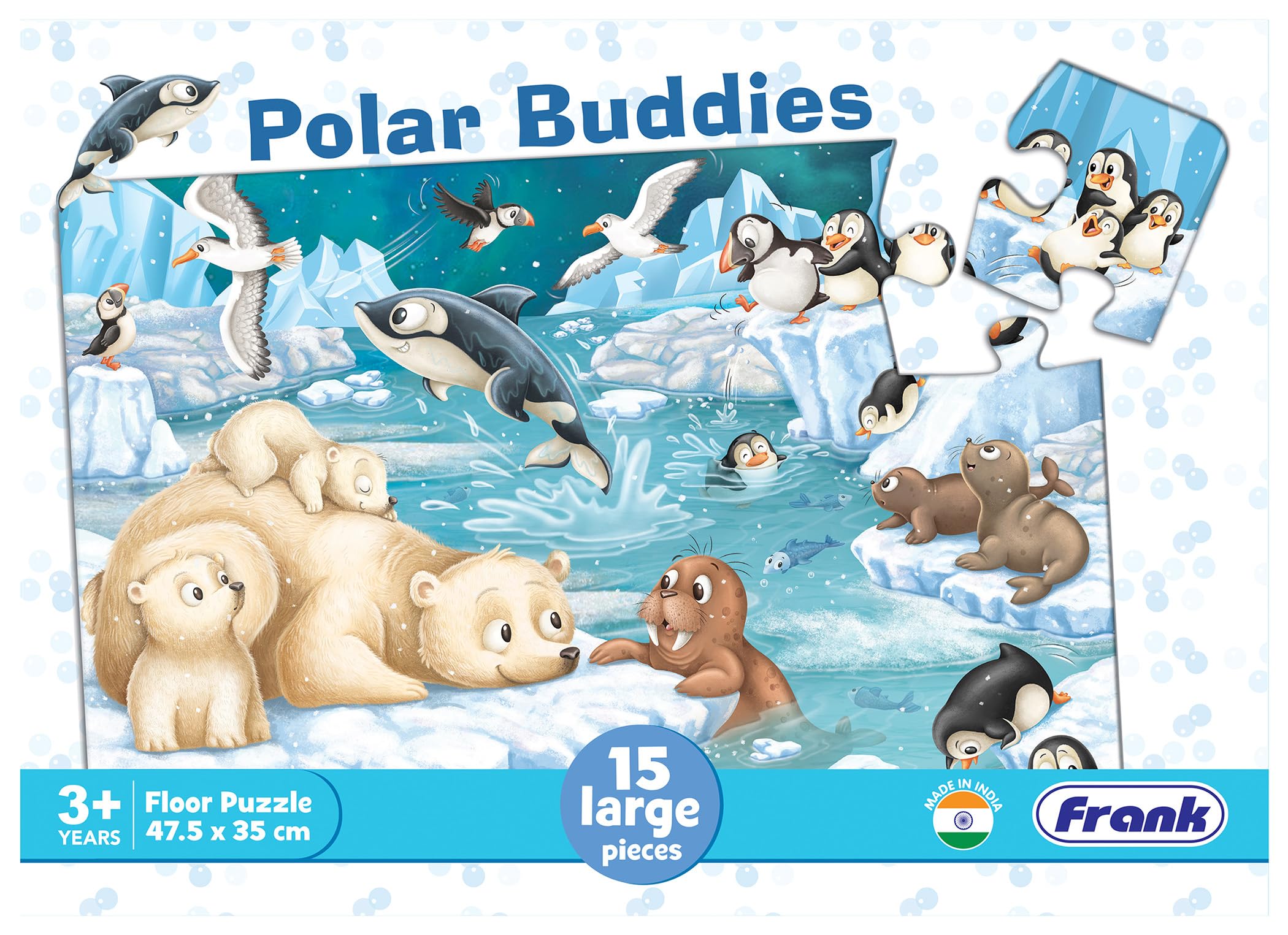Frank Polar Buddies 15-Piece Floor Jigsaw Puzzle for Kids Ages 3-7 | Educational Learning Toy for Boys & Girls | Develops Imagination, Coordination & Problem-Solving Skills | Perfect for Playtime, Classroom Activities & Birthday Gifts