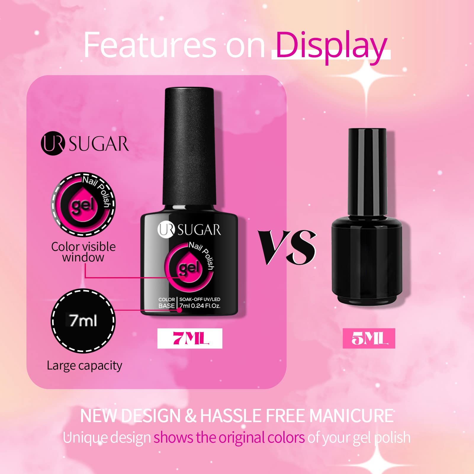 UR SUGAR 6 Colors Pink Gel Nail Polish Set - Soak Off UV/LED Lamp Nail Varnish Kit with Light Pink, Neon Pink & Hot Pink Shades | All-Season DIY Manicure | Valentine's Day Gift for Women & Girls | Perfect for Home Nail Art, Parties & Special Occasions