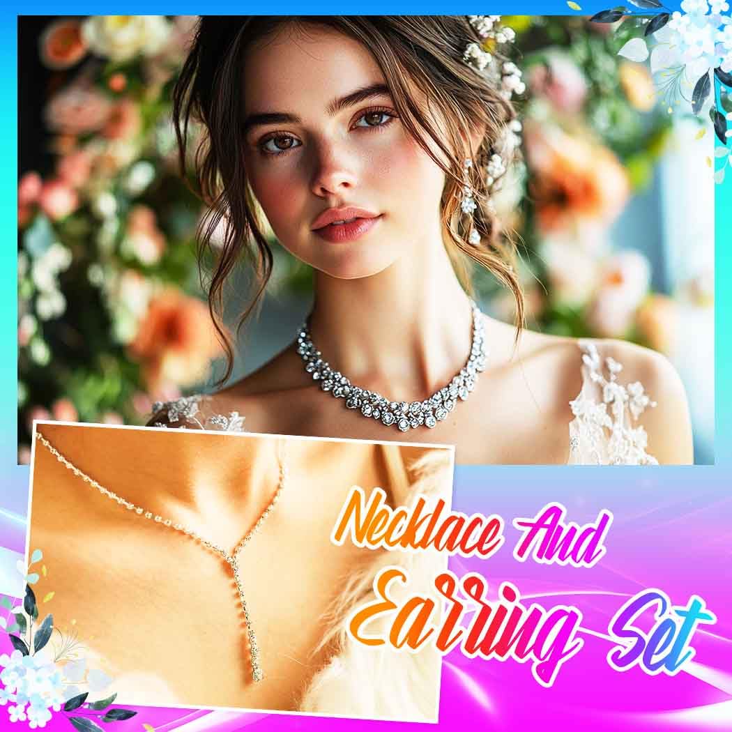 Yean Bride Sterling Silver Bridal Necklace & Earrings Set - Crystal Wedding Jewelry with Rhinestone Choker for Women & Girls (3-Piece Set) - Perfect for Weddings, Prom, Anniversary & Special Occasions