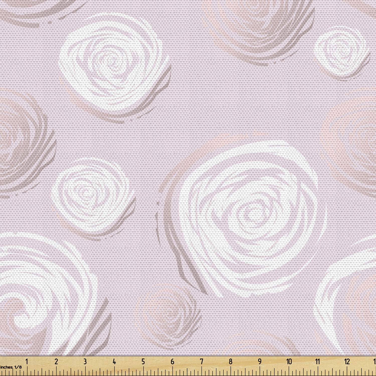 Ambesonne Romantic Floral Abstract Rose Petals Vintage Fabric by The Yard - 5 Yards Pale Rose & White Upholstery Material for Sofa, Curtains, Pillows & Home Decor
