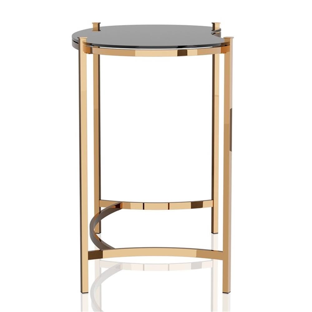 Furniture of America Lythy Contemporary Gold Glass Top Desk - Modern Home Office & Study Writing Table for Work & Remote Learning