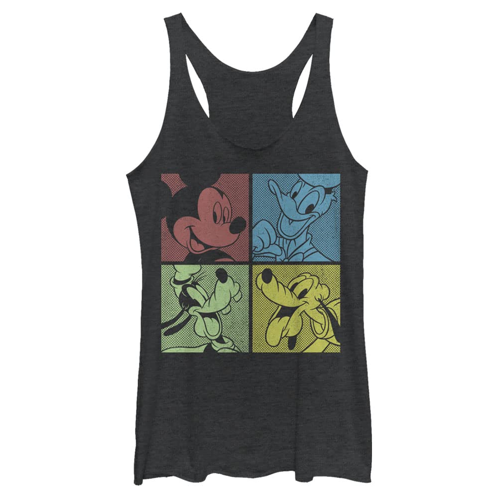 Disney Classic Mickey Mouse Fab Four Women's Racerback Tank Top - Soft Cotton Casual Sleeveless Shirt for Summer, Gym, and Disney Theme Parties