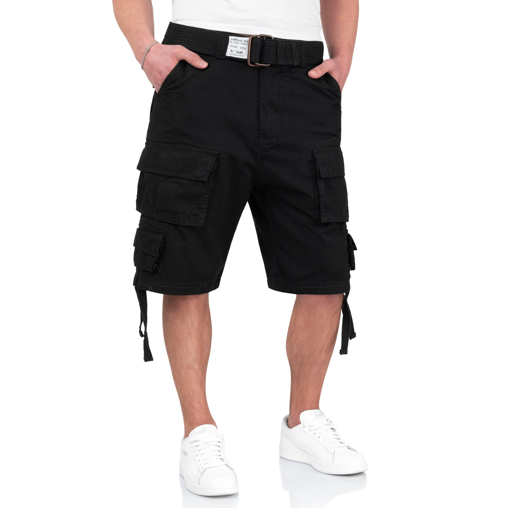 Surplus Division Men's Black Athletic Shorts - Lightweight, Comfortable & Durable for Running, Gym & Outdoor Activities