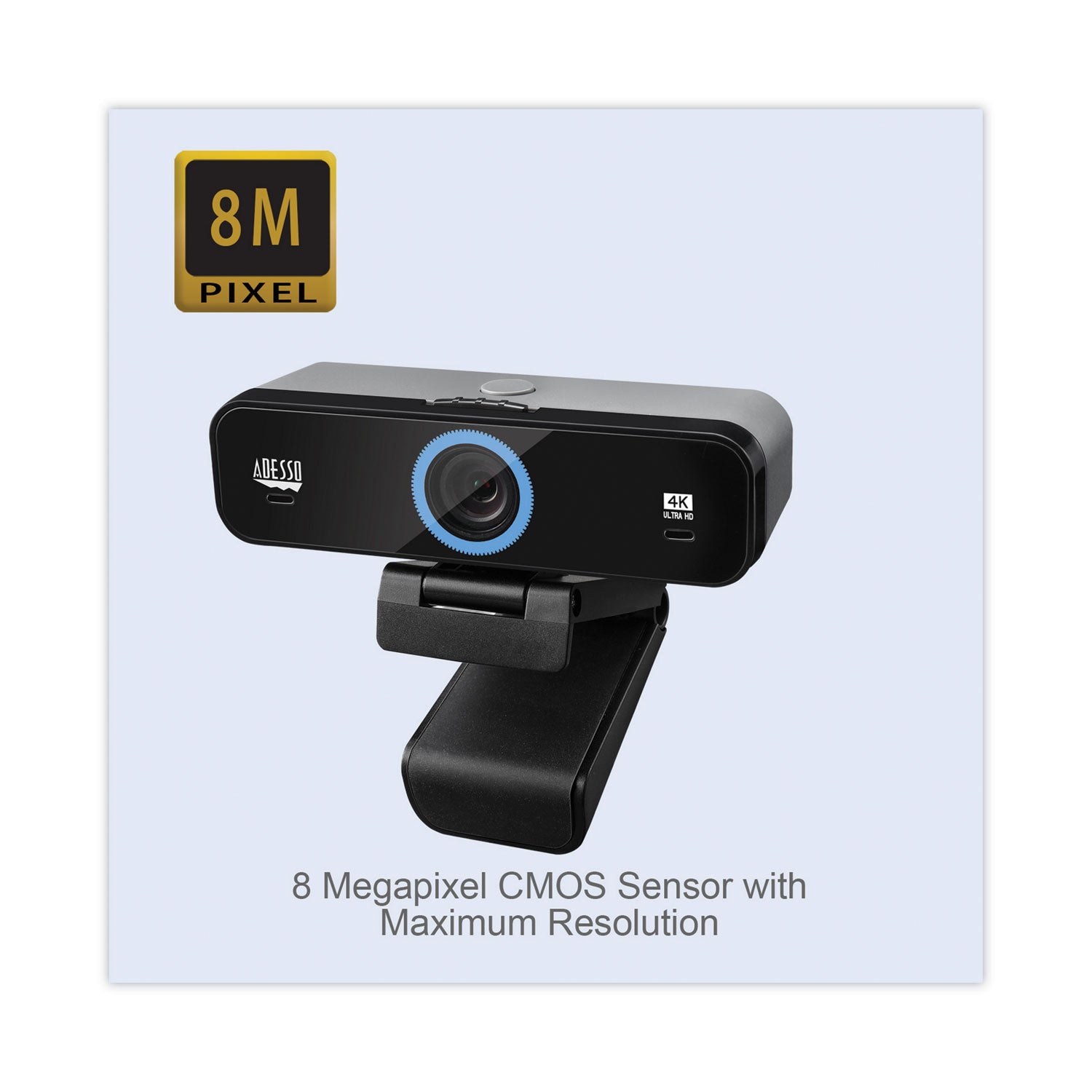 Adesso Cybertrack K4 4K Ultra HD Webcam - 3840x2160 Resolution, Black - Perfect for Video Conferencing, Live Streaming & Online Meetings
