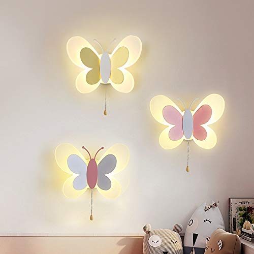 Creative LED Butterfly Wall Lamp - Blue & Pink Cartoon Night Light for Kids Room, Nursery, Bedroom Decor - Perfect for Children's Bedtime, Playroom & School Decor