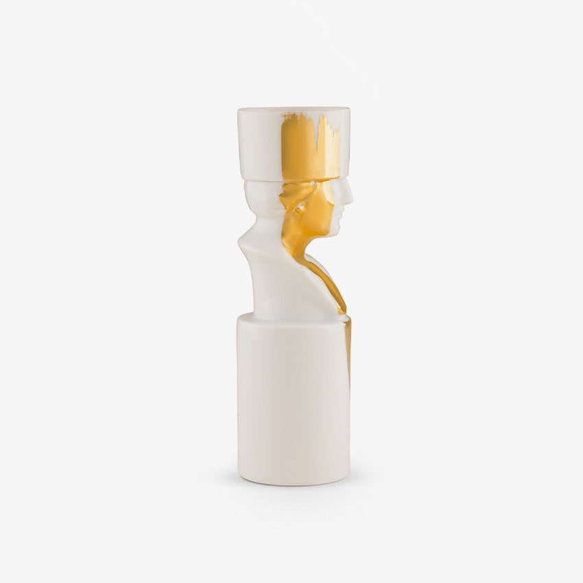 Ginori 1735 LCDC Gold Il Letterato Candle Holder - Elegant Home Decor for Dining Table, Wedding Centerpiece & Luxury Gift