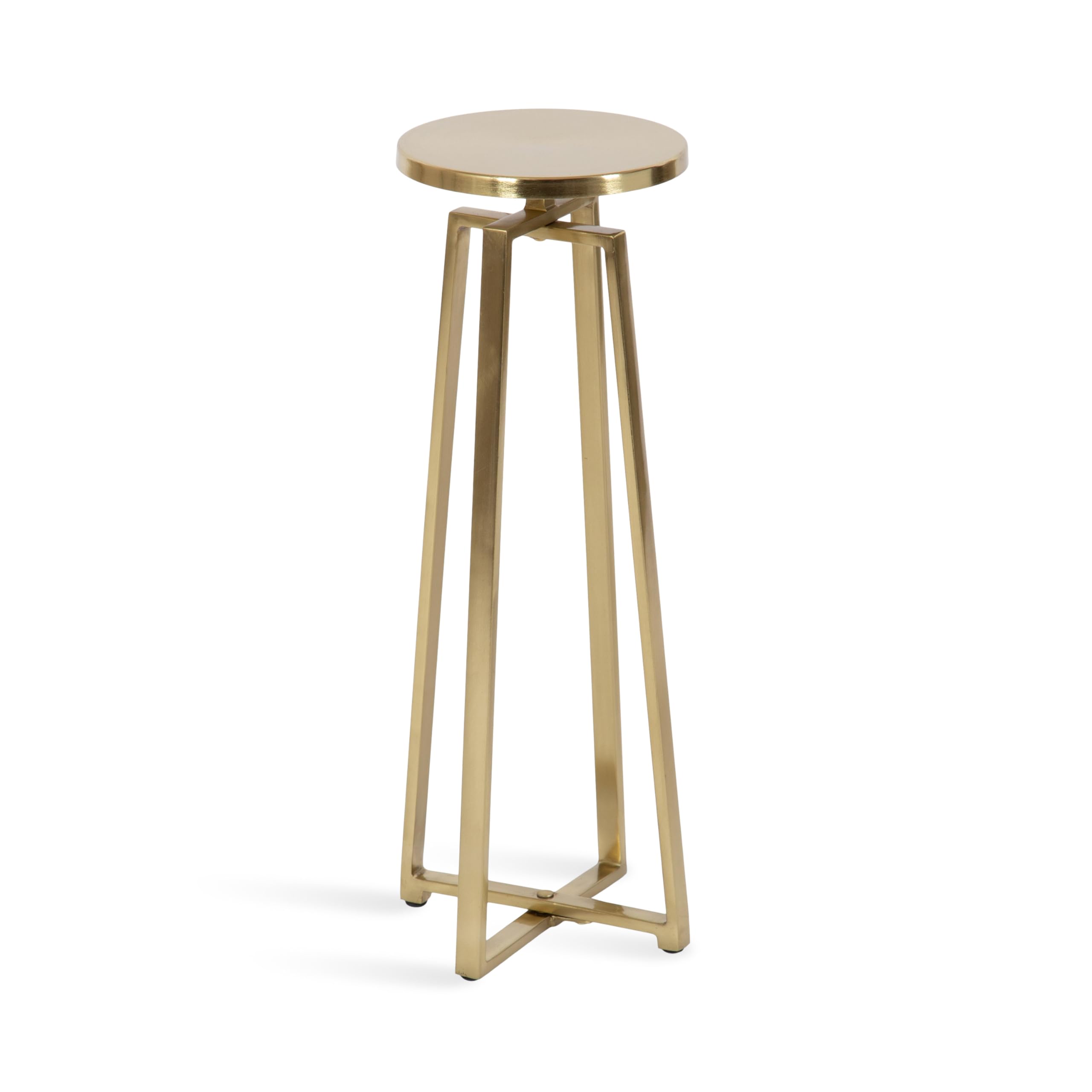 Kate and Laurel Zia Mid-Century Modern Metal Round Drink Table - 9 x 9 x 23 Inches, Gold Accent Pedestal Side Table for Living Room, Bedroom, or Patio - Perfect for Display, Storage, and Holding Drinks or Decor