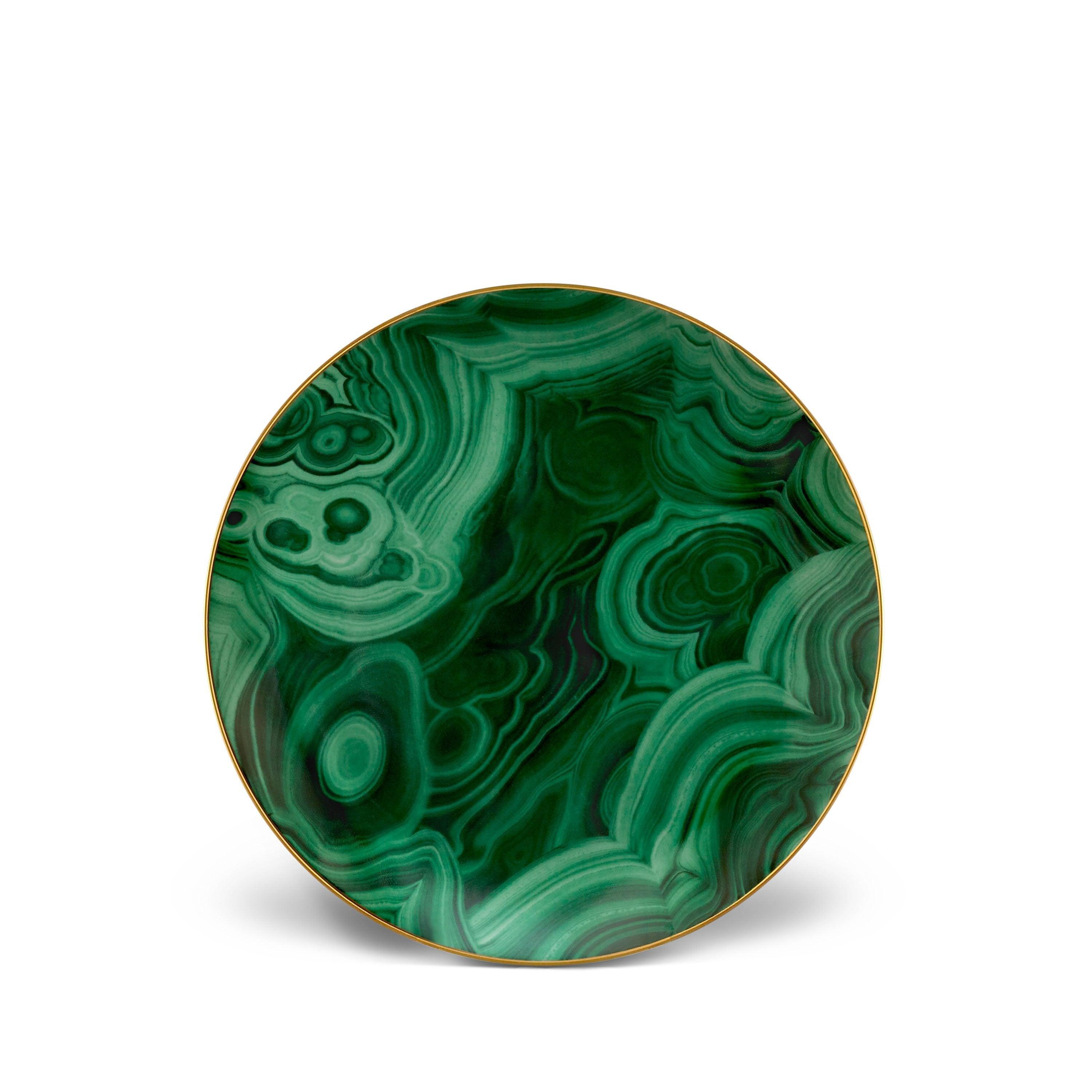Malachite Dessert Plates Set of 4 - Elegant Stoneware Appetizer Dishes for Dinner Parties, Wedding Receptions & Holiday Entertaining