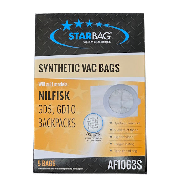 Starbag AF1063S Synthetic Vacuum Cleaner Bags - 6 Pack | Compatible with Hoover, Eureka & More | Dust & Allergen Reduction | Ideal for Home, Office & Pet Hair Cleaning