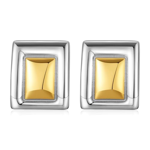 Mixed Metal Rectangle Earrings