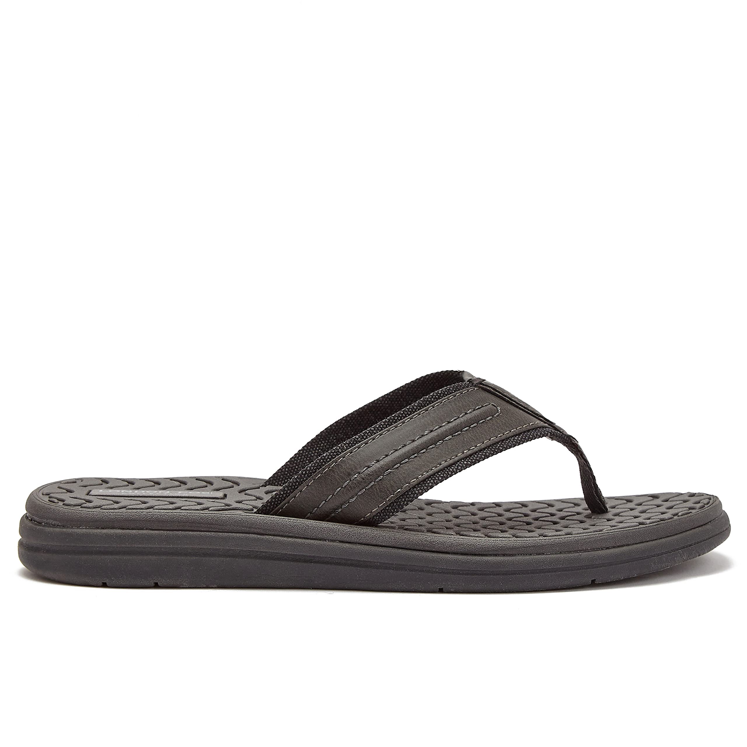 LONDON FOG Anthony Men's Thong Sandals - Athletic Flip Flops for Men Size 7-13 (Black, Grey, Brown) - Comfortable Beach & Pool Slides for Summer Outdoor Activities