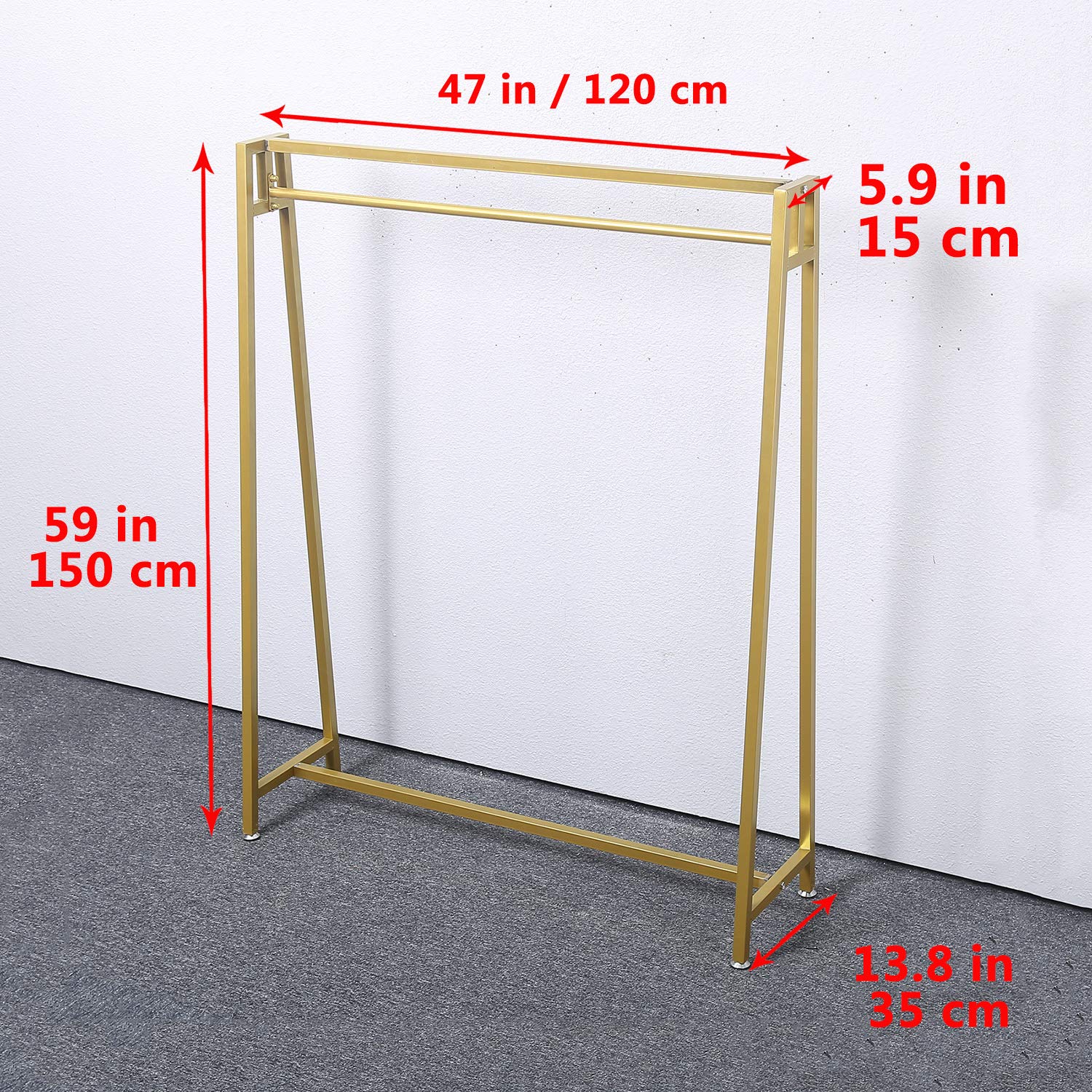 MBQQ Modern Metal Clothes Rack with Hanging Organizer - Gold Garment Rack for Laundry Drying, Closet Storage & Boutique Display | Space-Saving Home & Commercial Use