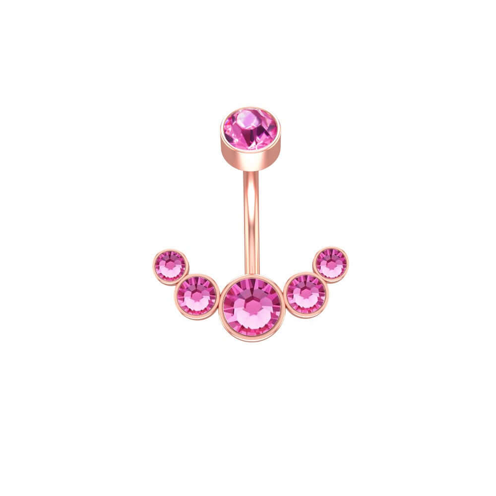 Czech Diamond Navel Ring - Premium 316L Surgical Steel Belly Button Ring | WH6012 for Body Piercing Jewelry & Belly Dance Accessories