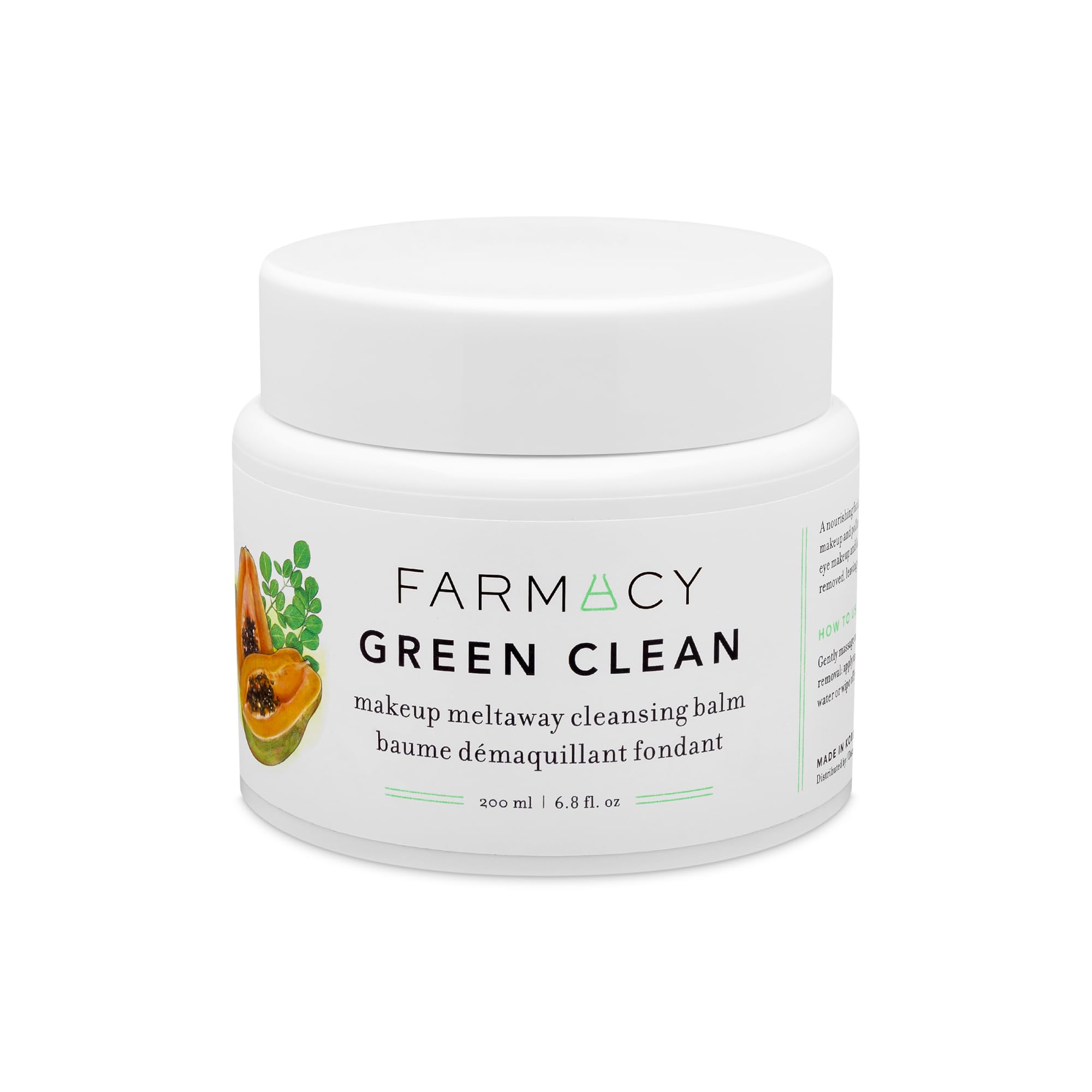 Farmacy Green Clean Makeup Remover Cleansing Balm - Gentle Waterproof & Oil-Based Facial Cleanser with Exfoliating Properties - Transforms from Balm to Milky Lather (200ml) | Perfect for Removing Longwear Makeup & Sunscreen, Ideal for Double Cleansing Routine