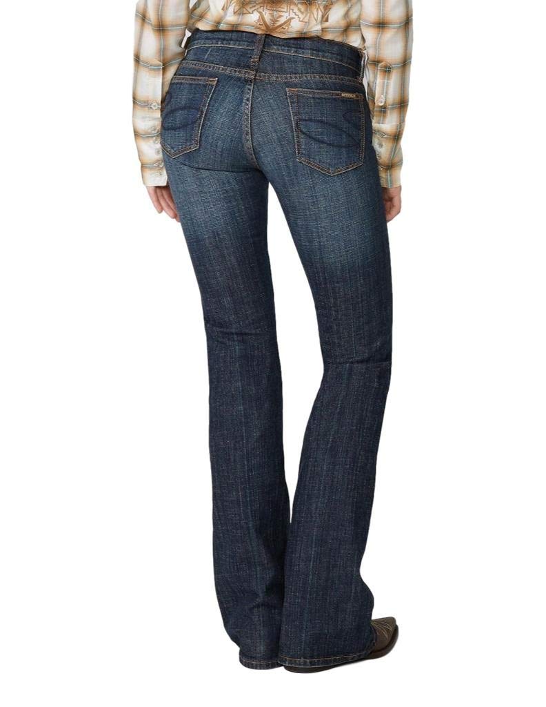 Stetson Women's 816 Classic Dark Wash Slim Fit Low Rise Bootcut Jeans - Medium Wash Size 2 | Comfortable Denim Pants for Casual Wear, Work & Everyday Outfits