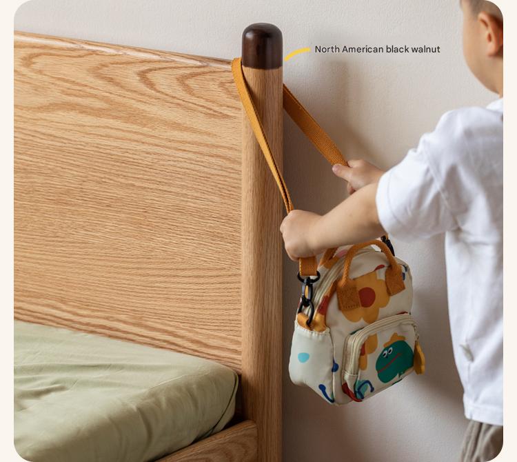 Solid Oak Wood Kids Bed - Sturdy & Safe Children's Bedroom Furniture for Toddlers & Teens - Perfect for Bedrooms, Daycare, and Guest Rooms