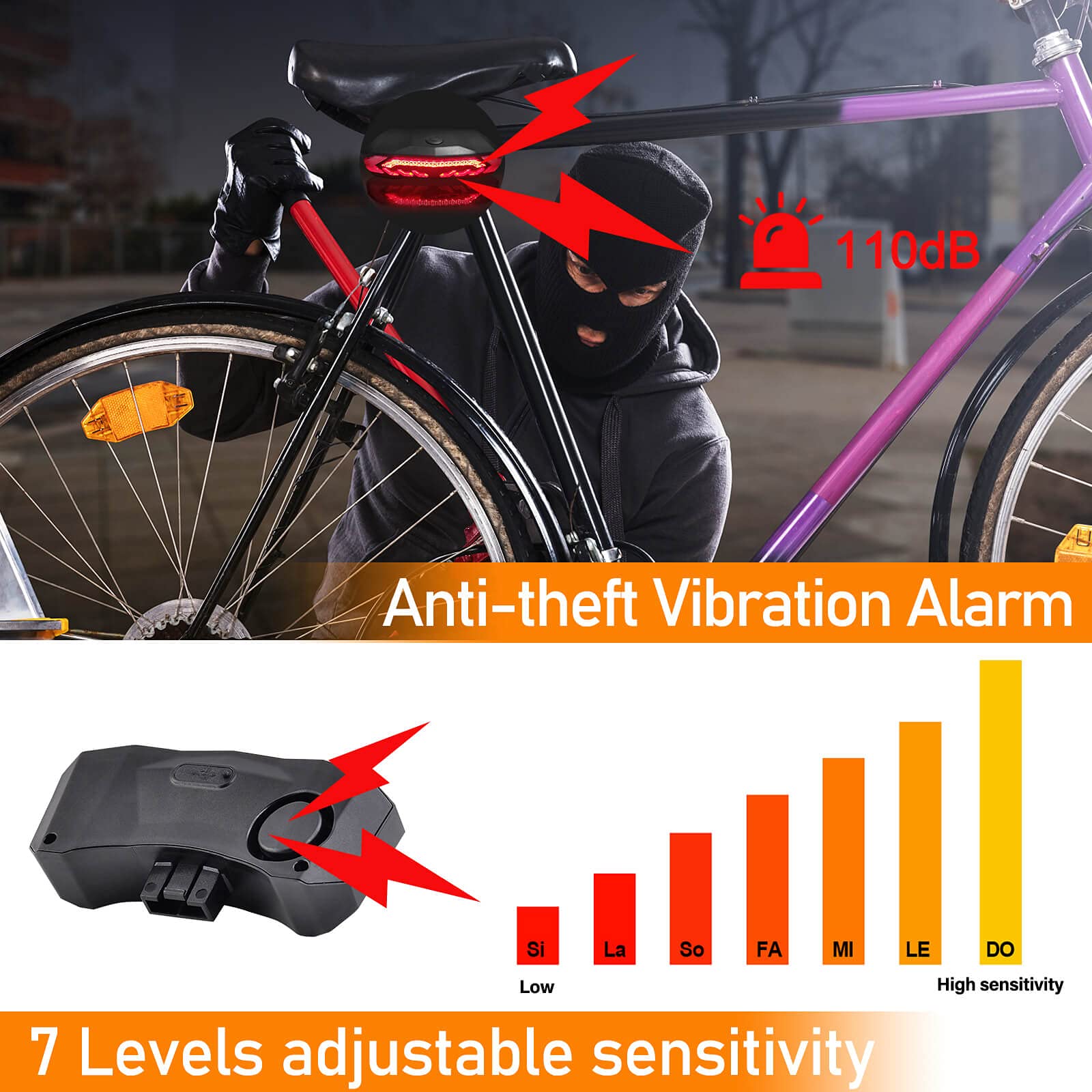 2 Pack Bike Alarm Taillight with Electric Bell & Anti-Theft Features - USB Rechargeable Bicycle Rear Light with Turn Signals, Automatic Brake Light & Remote Control for Enhanced Cycling Safety | Perfect for Night Riding, Commuting & Urban Cycling