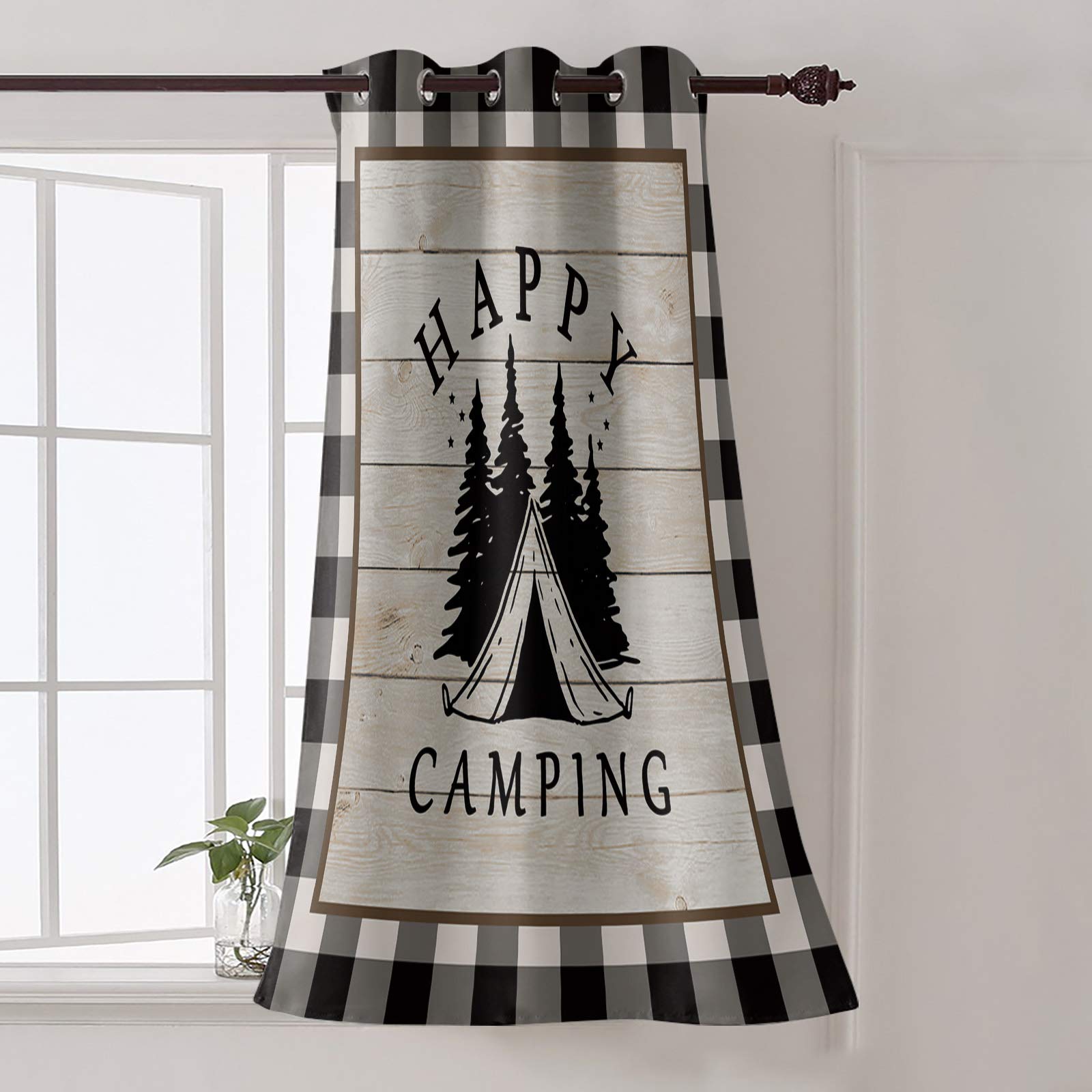 Libaoge Blackout Window Curtains 96 Inch - Thermal Insulated Room Darkening Curtain Panels for Bedroom, Patio & Sliding Glass Doors - Grommet Top Buffalo Plaid Design (Black/White) - Perfect for Home, Camping & Privacy