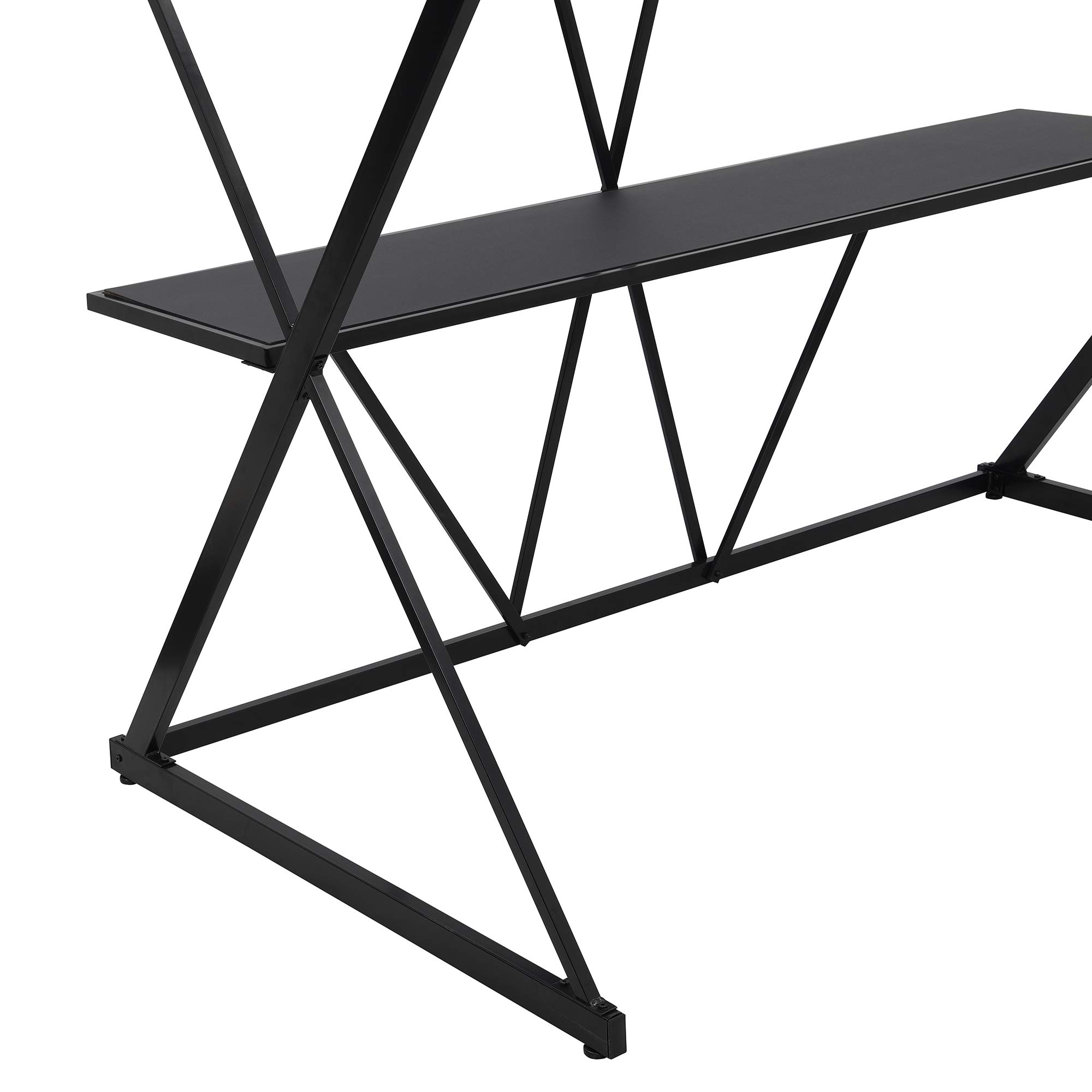 **Twin Steel Loft Bed for Kids & Teens - Sturdy X-Shaped Frame with Built-in Desk, Angled Ladder & Full-Length Guardrails - No Box Spring Needed (Black) - Perfect for Small Bedrooms, Dorms & Space-Saving Kids' Rooms**
