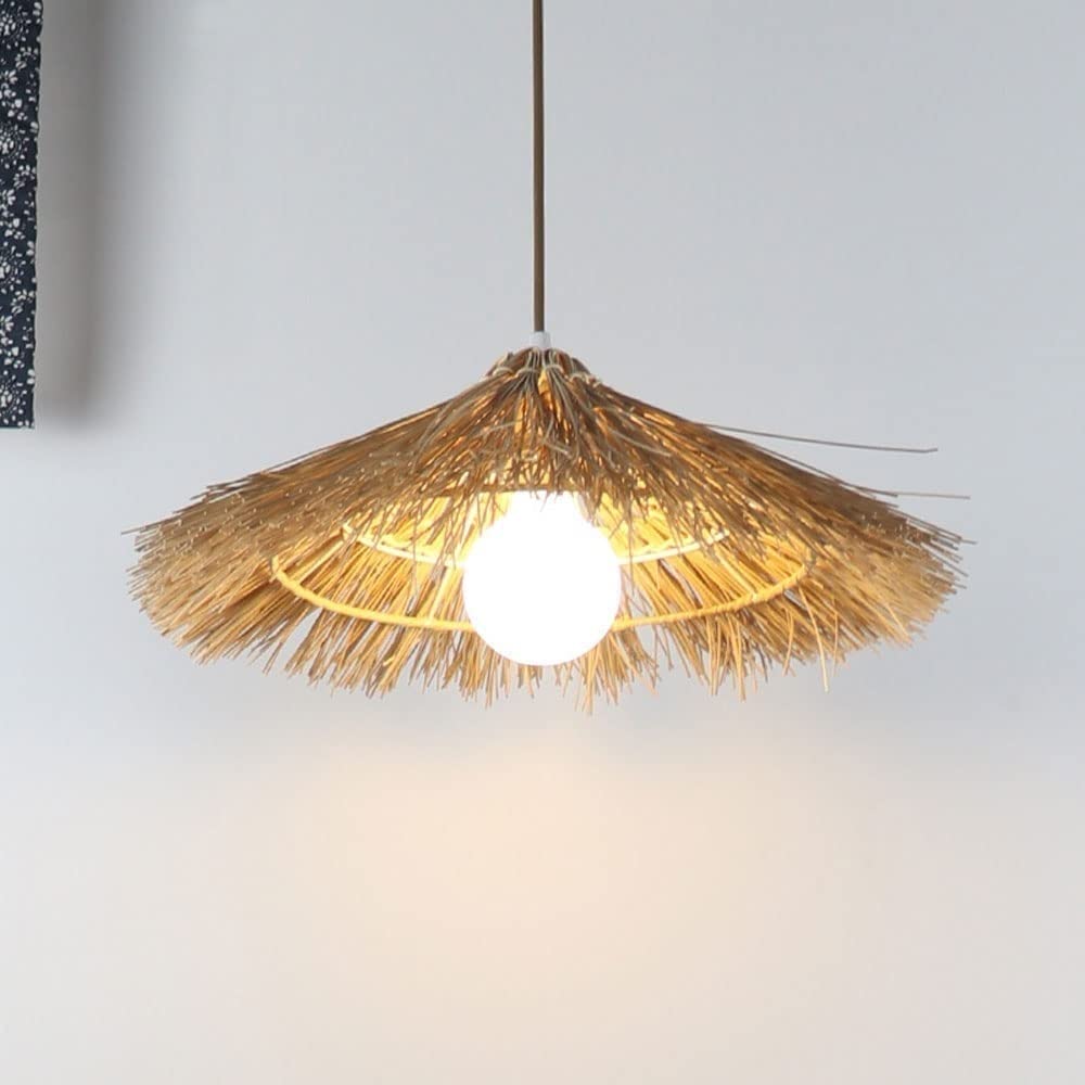 Handwoven Bamboo Pendant Light - Asian Inspired Straw Hat Chandelier with E27 Base | Rattan Hanging Lamp for Living Room, Bedroom & Boho Home Decor