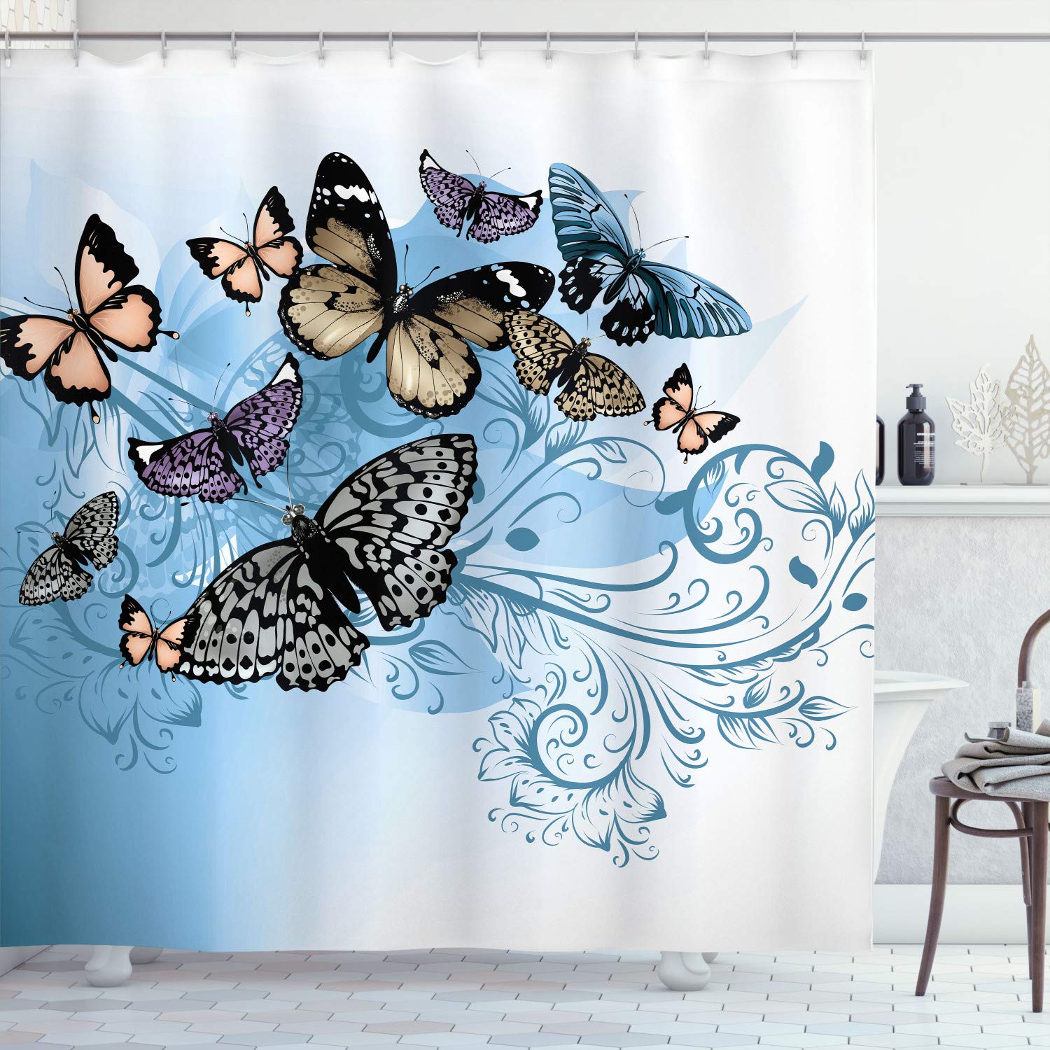 Ambesonne Vintage Monarch Butterfly Shower Curtain - 70
