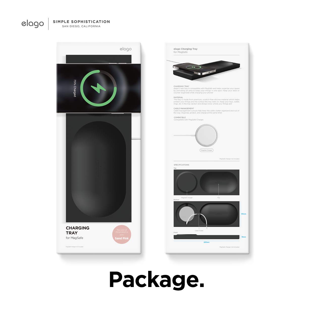 elago MagSafe Charging Tray - Wireless Charging Stand for iPhone 16/15/14/13/12, AirPods & Qi-Compatible Devices | Sand Pink | Nightstand Organizer & Desk Charging Station (Cable Not Included)
