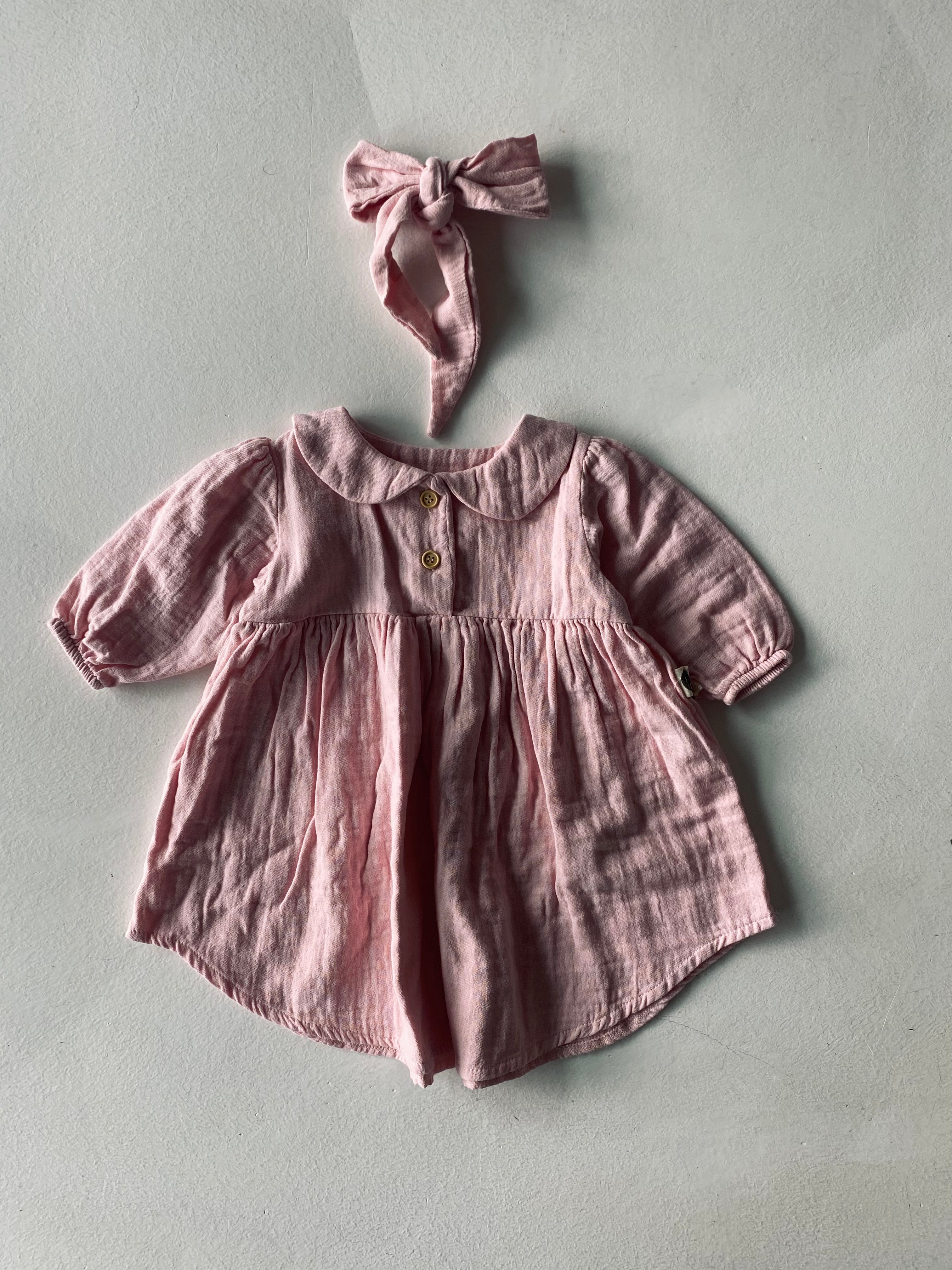 Muslin Baby Dress with Bow - Soft & Breathable Cotton for Newborns & Infants - Perfect for Photoshoots, Parties & Everyday Wear