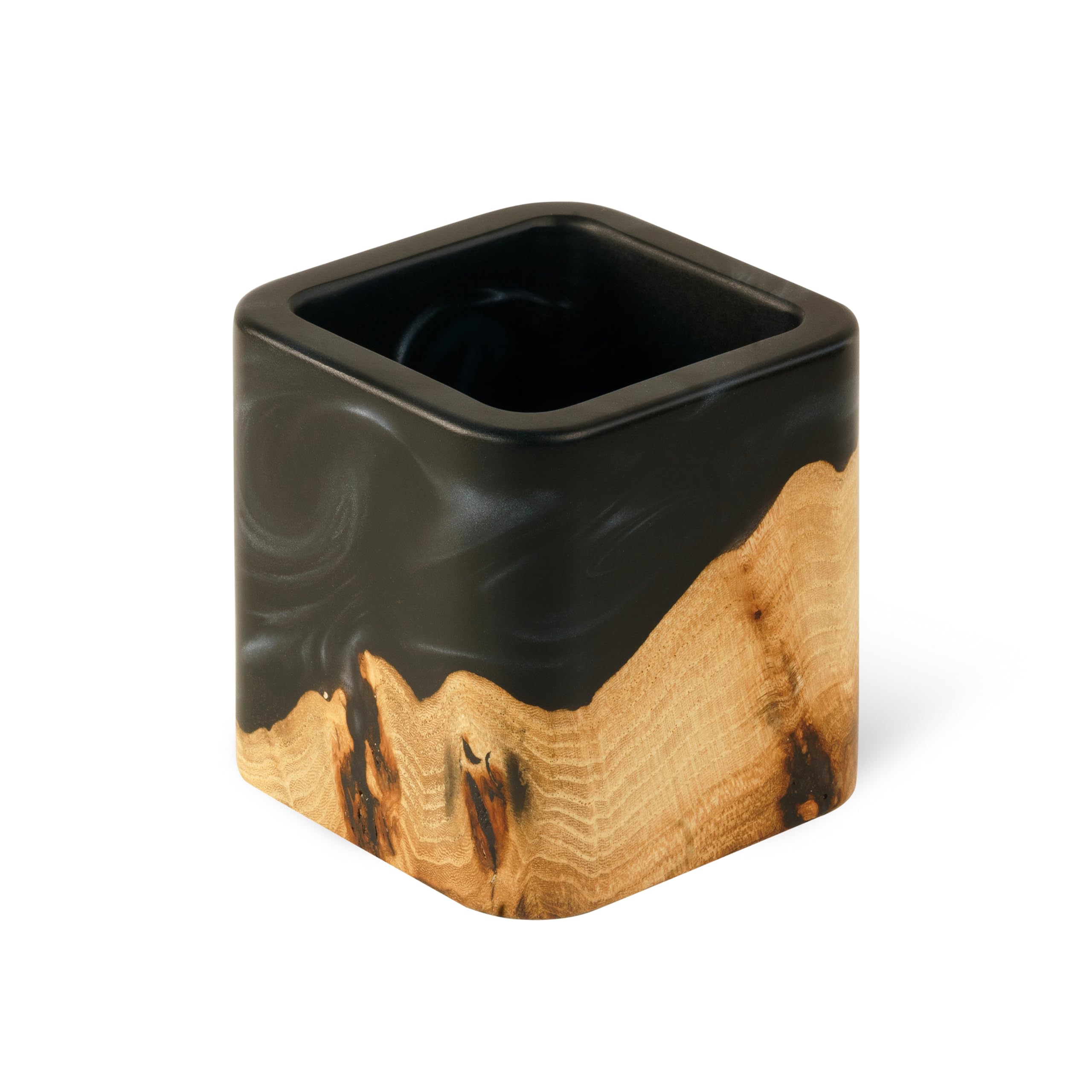 Premium Epoxy & Wood Pen Holder - Stylish Black Desk Organizer for Pens, Pencils & Office Supplies - Modern Wooden Pencil Cup for Home & Office Decor - Perfect for Workstations, Study Desks & Gift Giving
