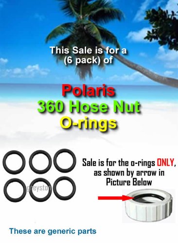 TORK Distributors 6 Pack Polaris 360 Pool Cleaner Hose Nut & Retainer O-Rings - Durable Replacement Parts for Efficient Pool Maintenance