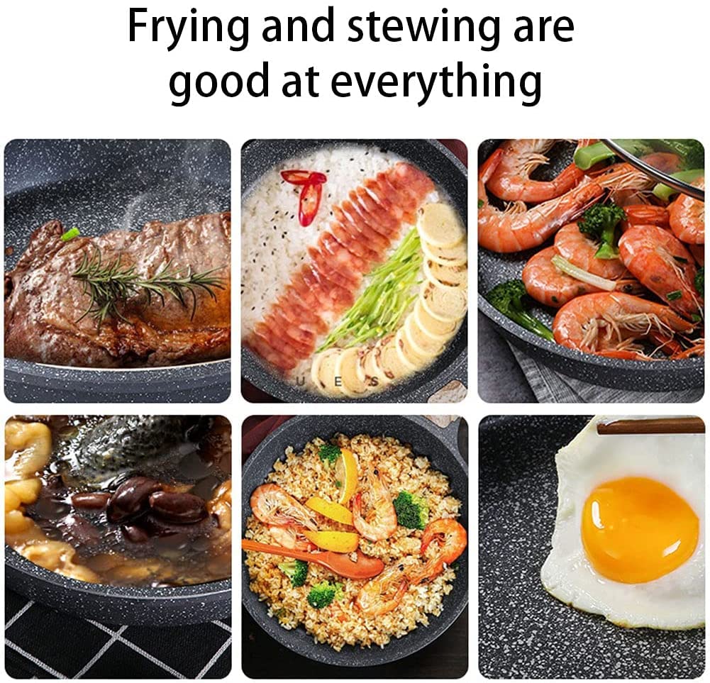 Nonstick Egg Frying Pan - KDLK Pancake Griddle for Gas & Induction Cooktops - Round Fat-Free Maifan Stone Omelette Pan - Portable Breakfast Skillet for Home & Camping Use