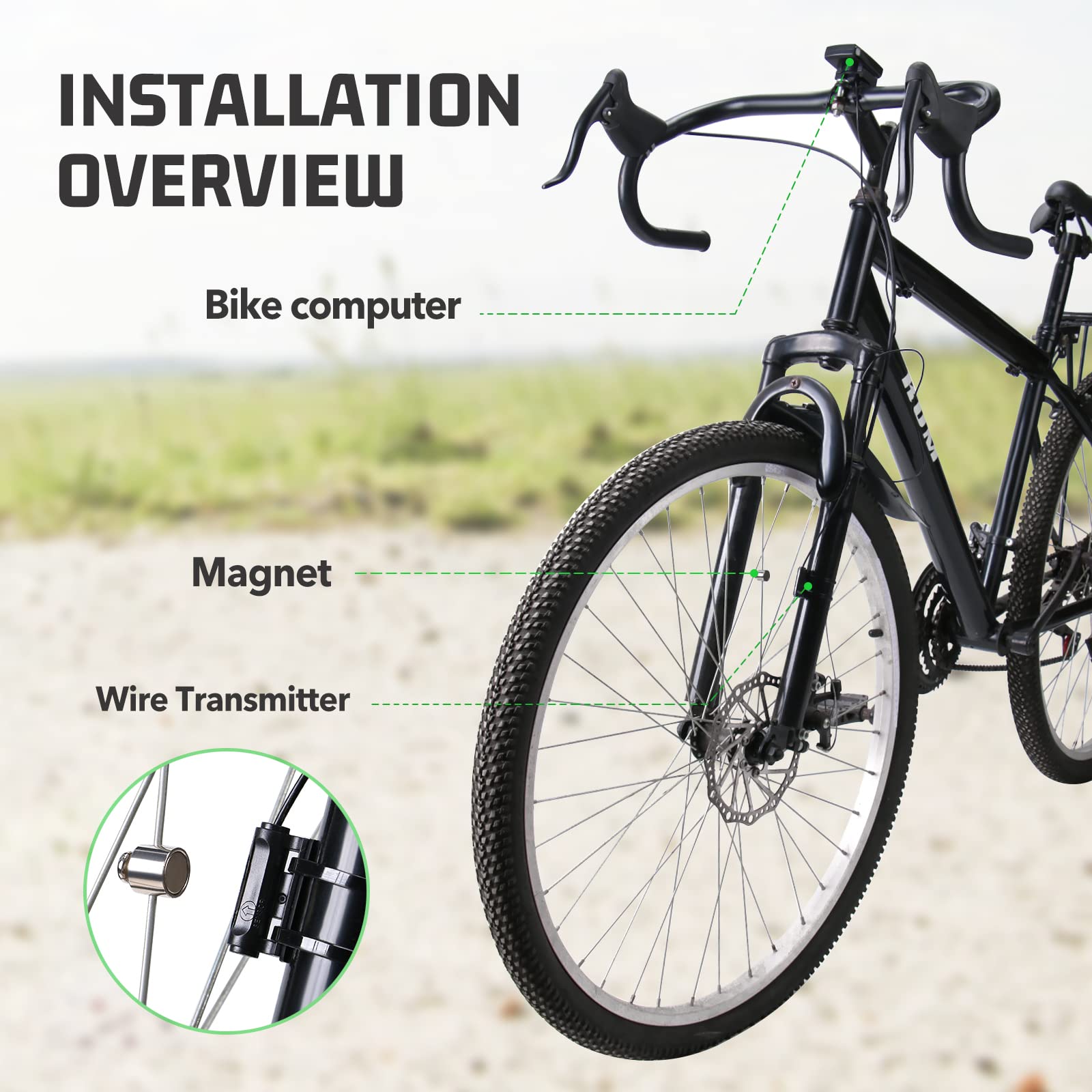 Wireless Bike Computer with LCD Backlight Display - Waterproof Cycling Speedometer & Odometer for Bicycles | MPH/KM/H Switchable | Perfect for Road Biking, Mountain Cycling & Commuting