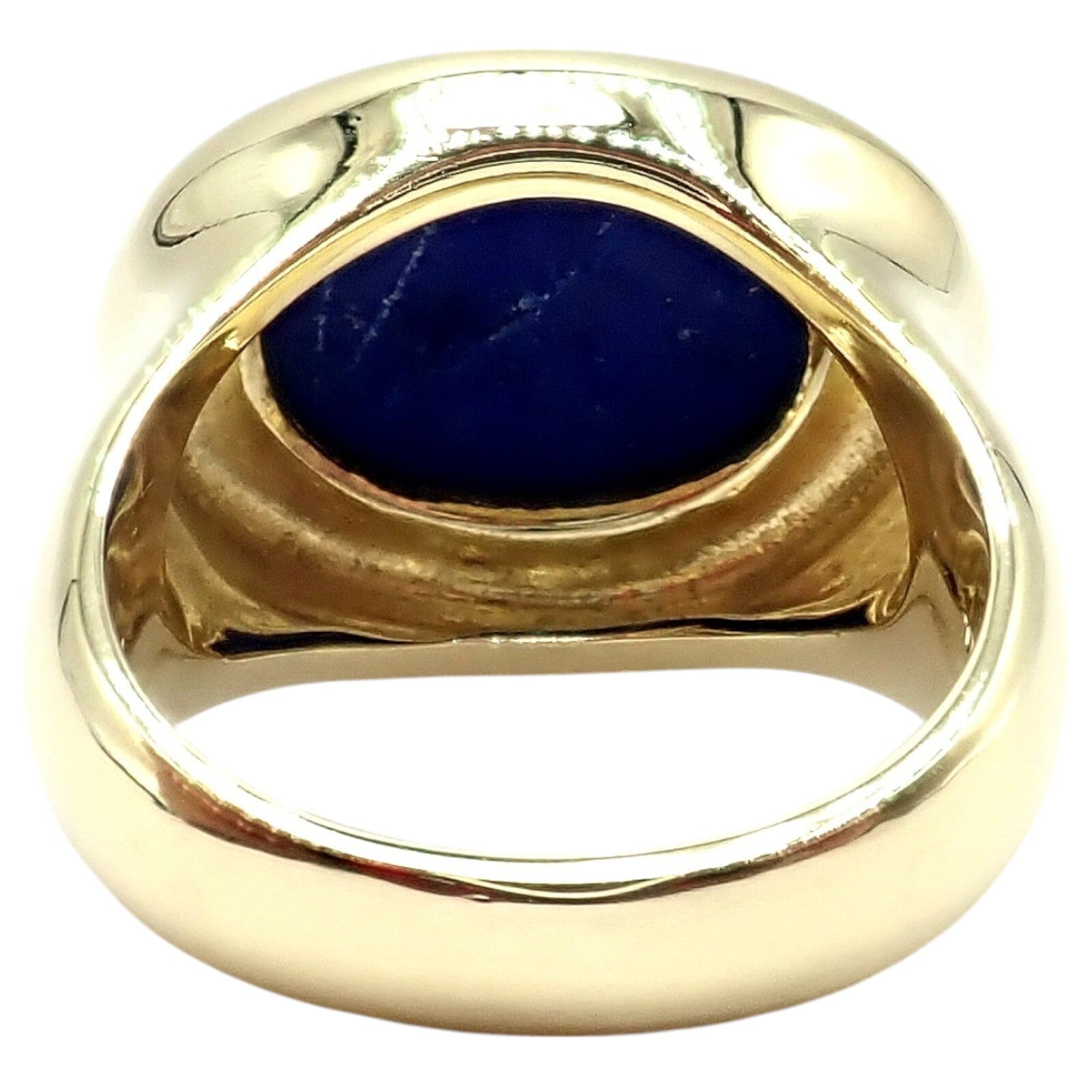 Authentic Tiffany & Co Paloma Picasso 18k Yellow Gold Large Lapis Oval Ring - Luxury Statement Jewelry for Women, Perfect for Weddings, Anniversaries & Special Occasions