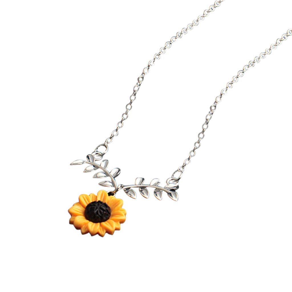 Exquisite Sunflower Leaf Pendant Necklace for Women - Dainty Floral Collarbone Chain Jewelry Gift for Her - Perfect for Weddings, Anniversaries & Everyday Elegance