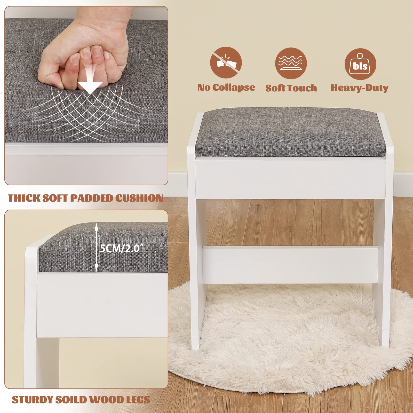 USIKEY Large Vanity Desk with Mirror & 10 LED Lights - Makeup Dressing Table with Power Strip, Storage Shelves & 5 Drawers - Vanity Set with Cushioned Stool for Women & Girls (White) - Perfect for Bedroom, Dorm Room & Beauty Salon Makeup Organization