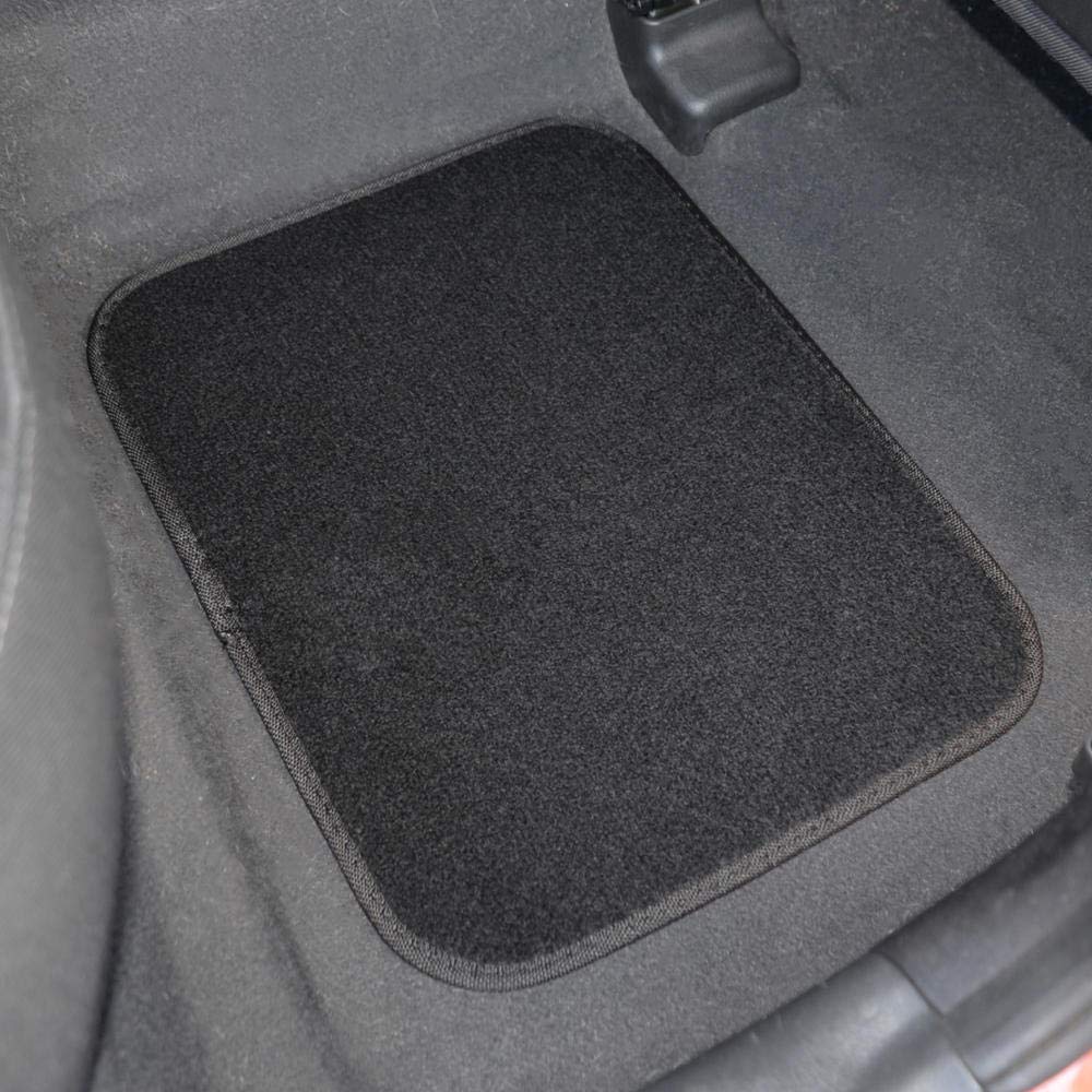 BDK MT-300 4-Piece Universal Car Floor Mats Set with PolyPro Seat Covers & Steering Wheel Cover - Front & Rear Combo for Cars, Trucks, Vans & SUVs | Durable Interior Protection for All-Weather Use & Easy Cleaning