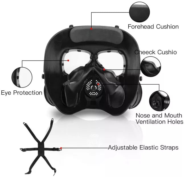 M04 Tactical Protective Gas Mask with Adjustable Strap - Military Grade Safety Respirator for Chemical, Toxic Fumes & Emergency Survival Scenarios