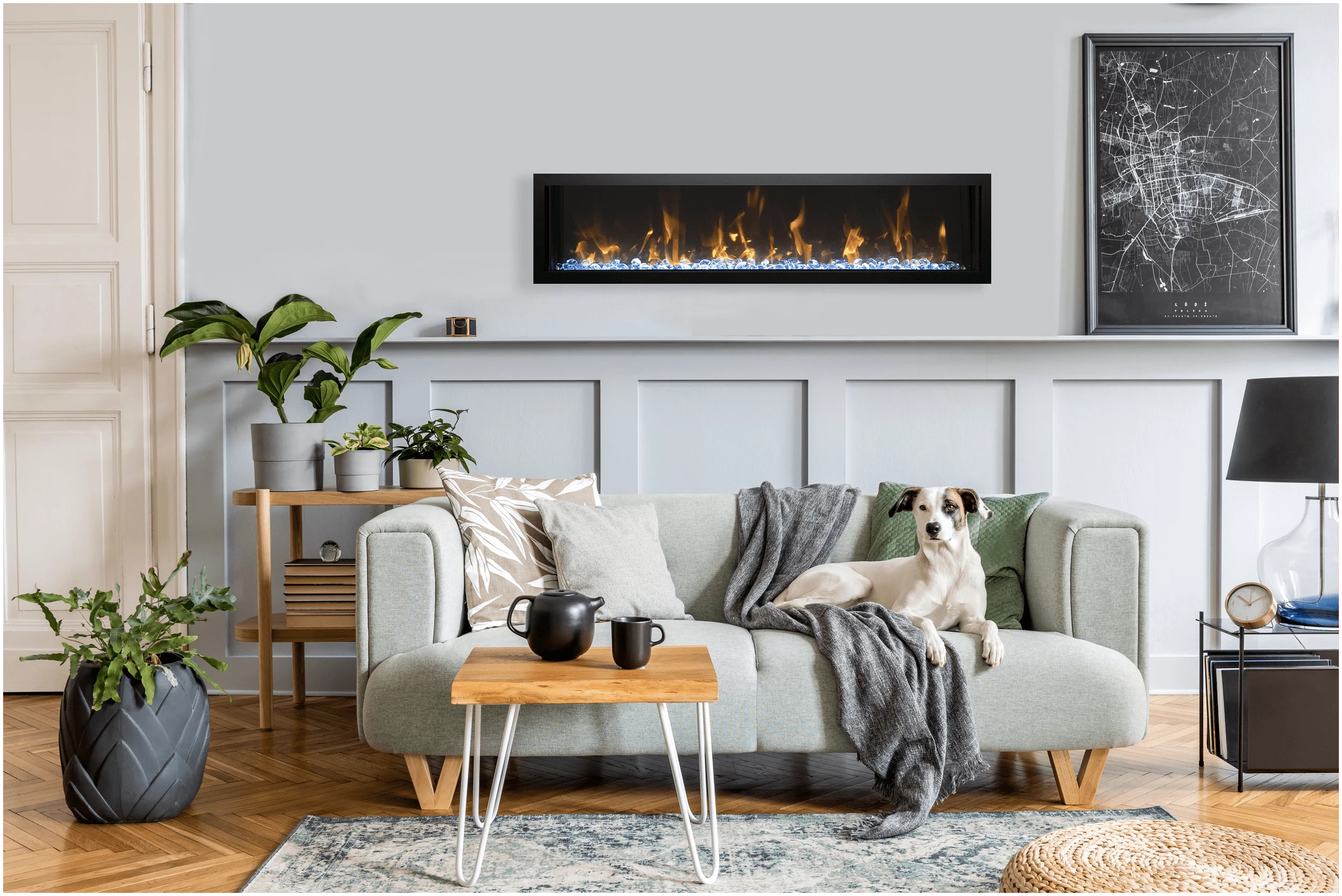 Amantii SYM SLIM 42 Inch Symmetry Smart Extra Slim Electric Fireplace - Modern Heating Solution for Living Room, Bedroom & Office Spaces