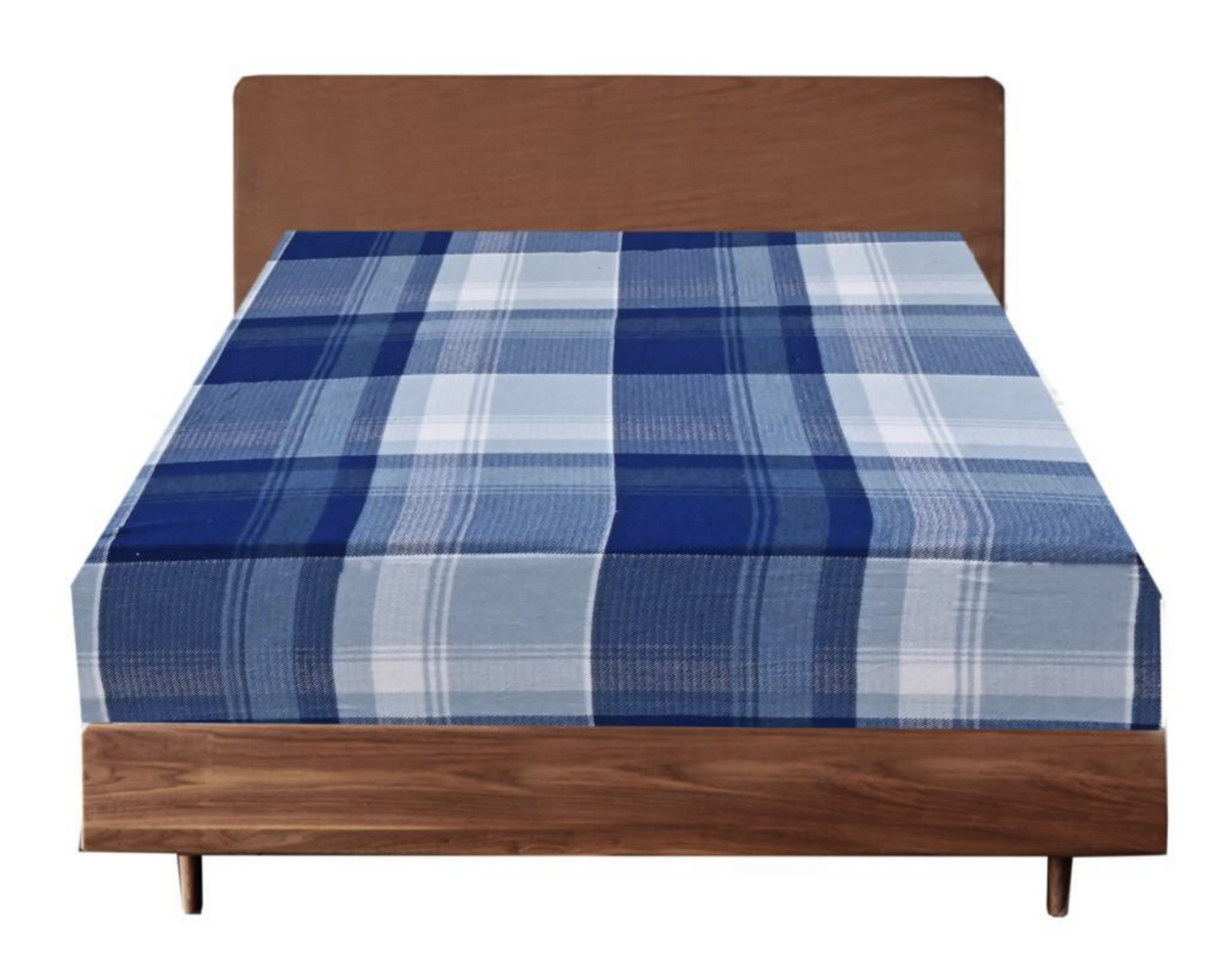 2-Pack Queen Size Luxury 100% Cotton Flannel Fitted Sheet Set - Soft Blue Checkered Pattern for Cozy Winter Nights & Bedroom Decor