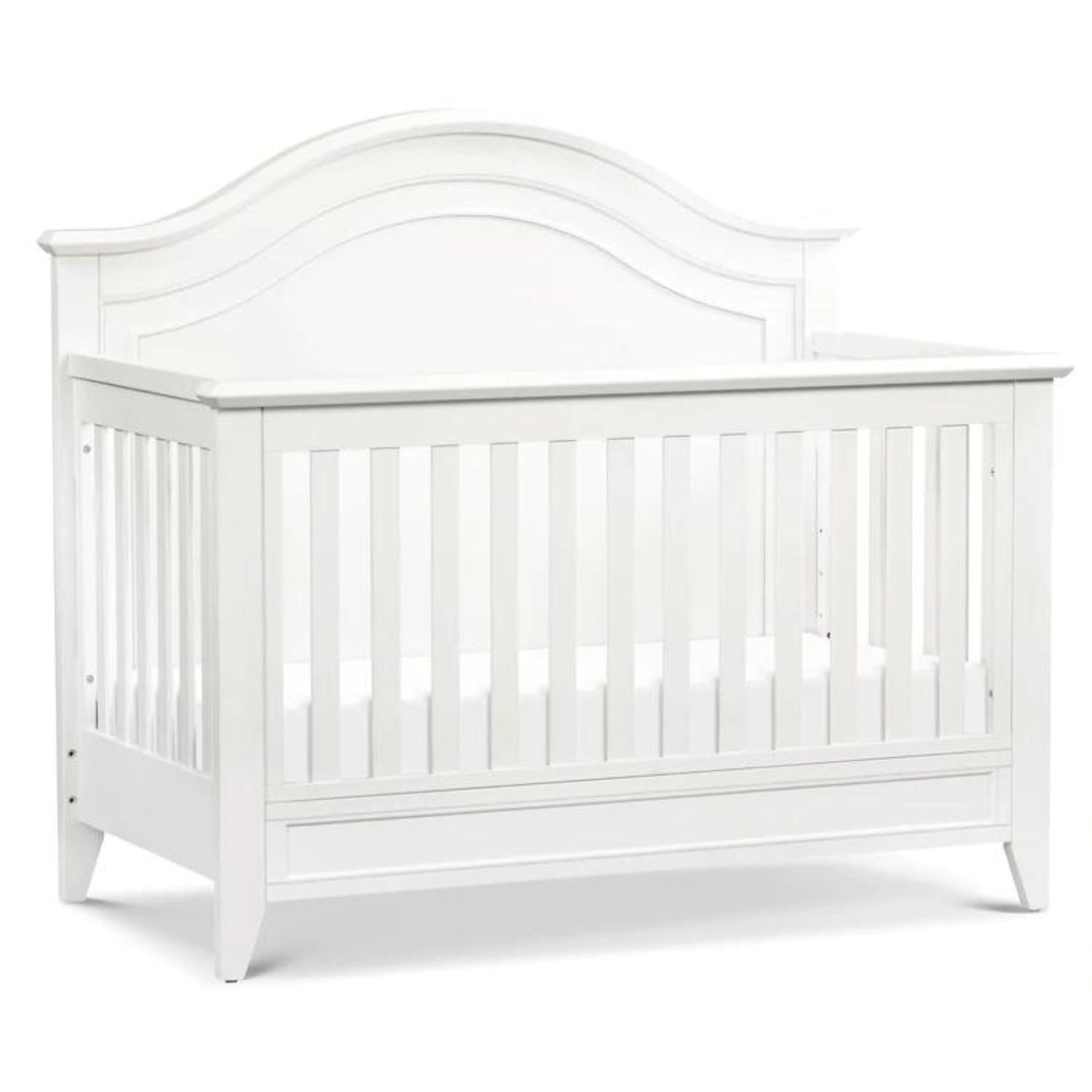 Beckett Rustic 4-in-1 Convertible Curve Top Crib - White Wooden Baby Crib for Nursery | Converts to Toddler Bed, Daybed & Full-Size Bed | Perfect for Modern Farmhouse & Rustic Nursery Decor