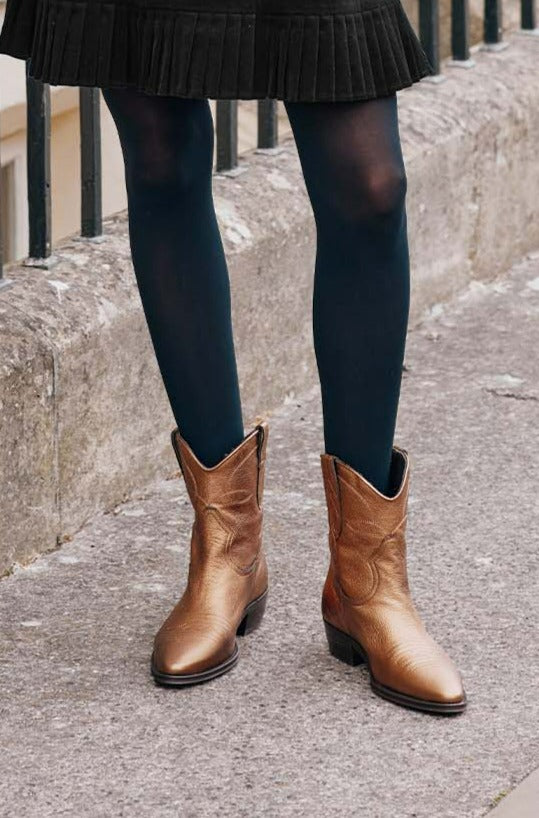 ALPE Camilla Short Cowboy Boots for Women - Western Style Ankle Boots in Copper Brown | Perfect for Country Music Festivals, Rodeos & Western Fashion