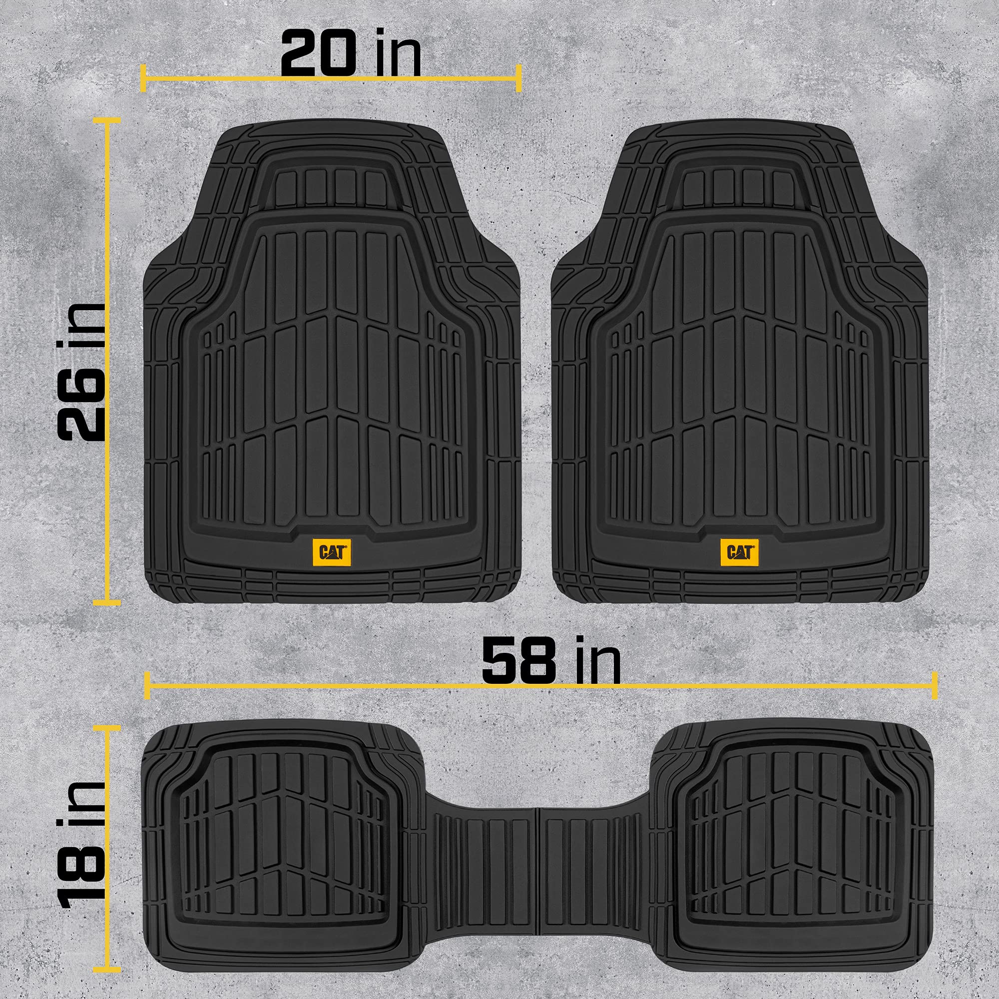 **Cat® ToughRide Heavy Duty Rubber Floor Mats & Cargo Liner for Car, SUV, Van, Sedan – All Weather, Trim-to-Fit, Deep Dish Design – Perfect for Off-Road, Work Trucks & Family Vehicles**