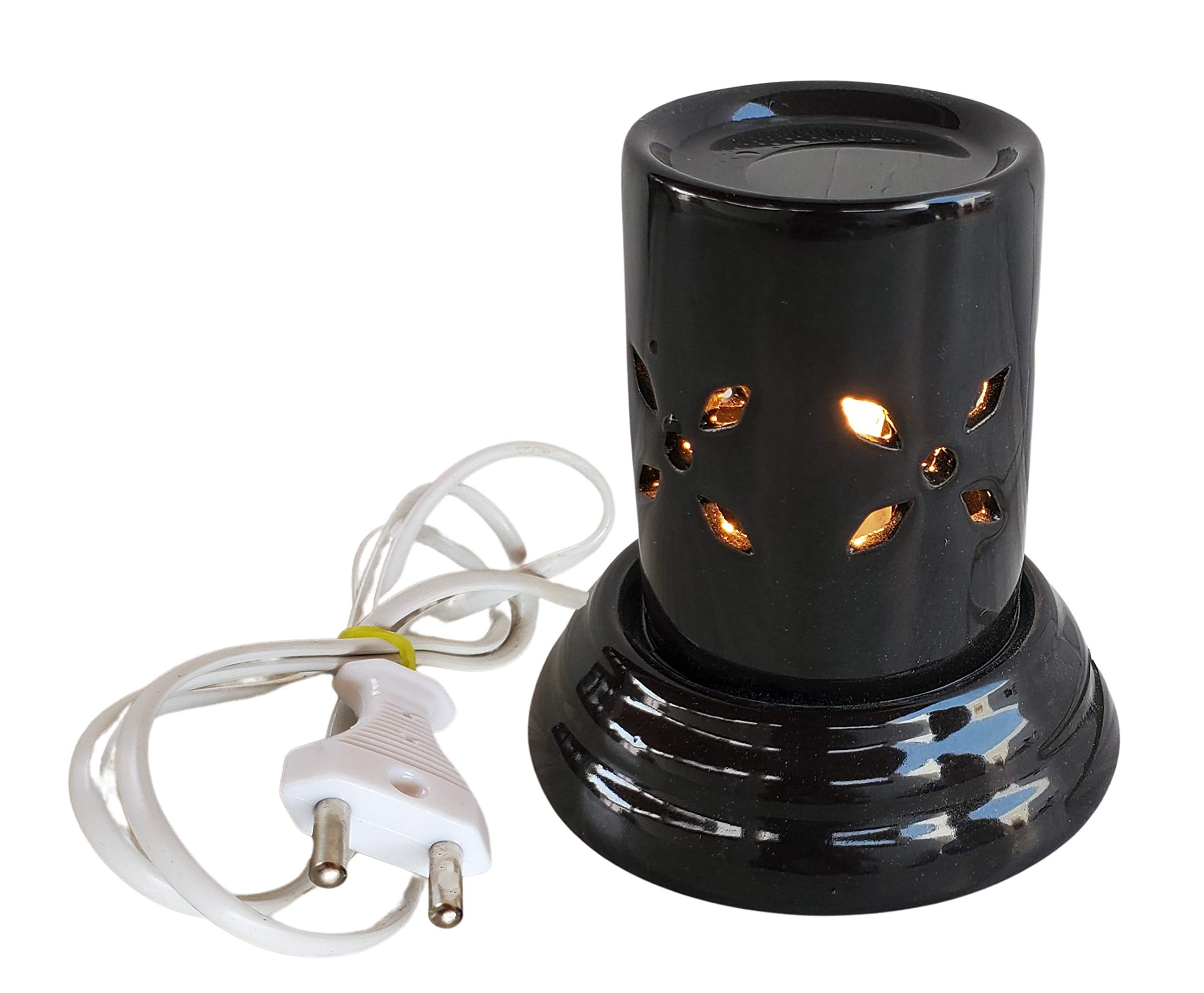 Pure Source India Ceramic Electric Oil Diffuser - 4.5 Inch Small Aromatherapy Diffuser for Home & Office (Black) | Perfect for Relaxation, Yoga & Stress Relief