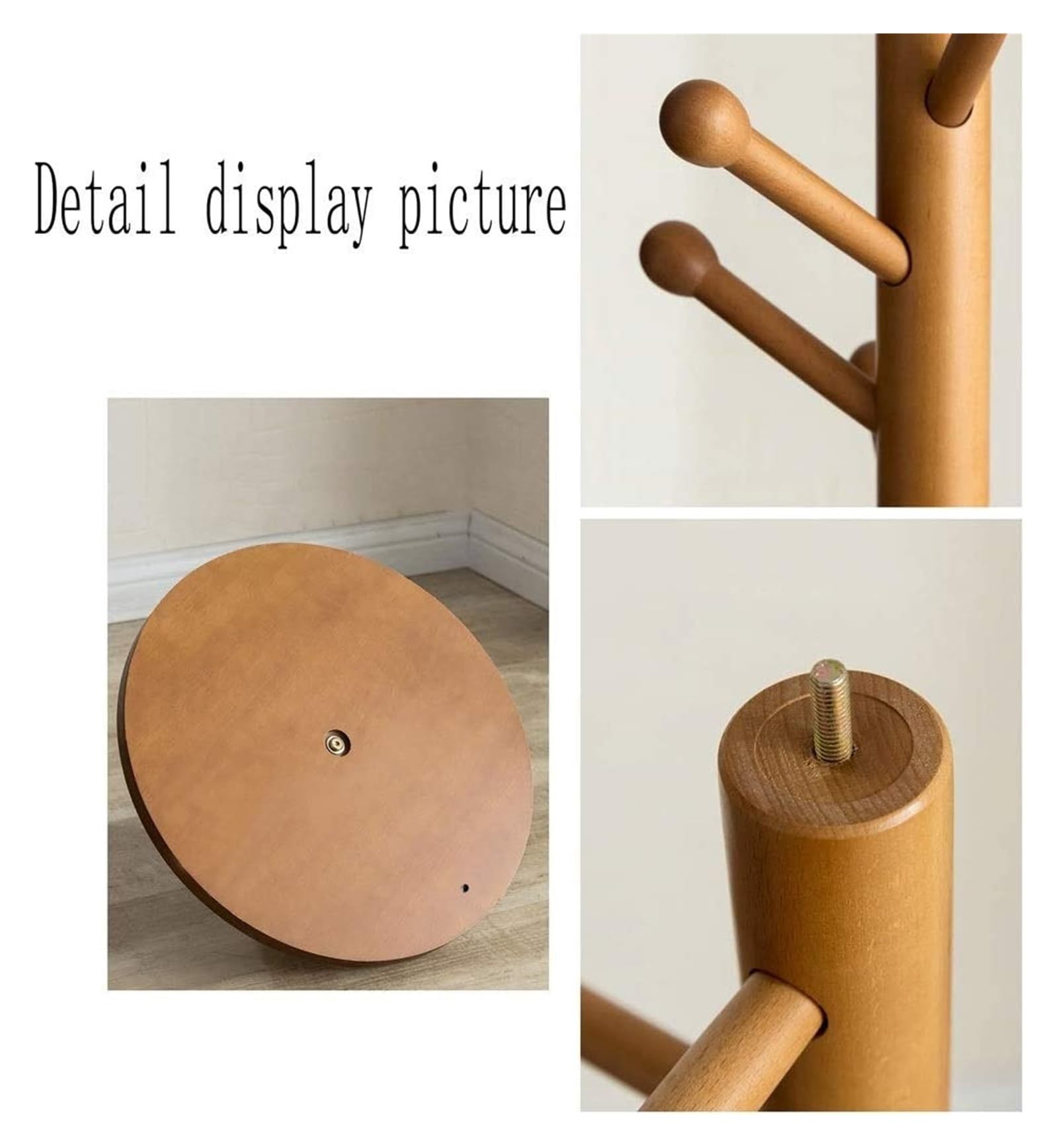 **9-Hook Solid Wood Coat Rack Stand | Heavy-Duty Entryway Hanger for Hallway, Bedroom & Closet | Easy Assembly Wooden Coat Tree (Wood Color) - Perfect for Organizing Jackets, Hats, Bags & Accessories**