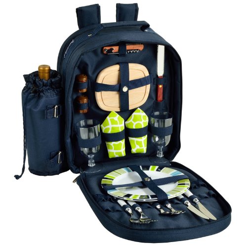 2 Person Picnic Backpack Set - Complete Outdoor Picnic Kit with Blanket, Utensils & Insulated Compartment (Trellis Green) - Perfect for Park Dates, Beach Outings & Camping Trips